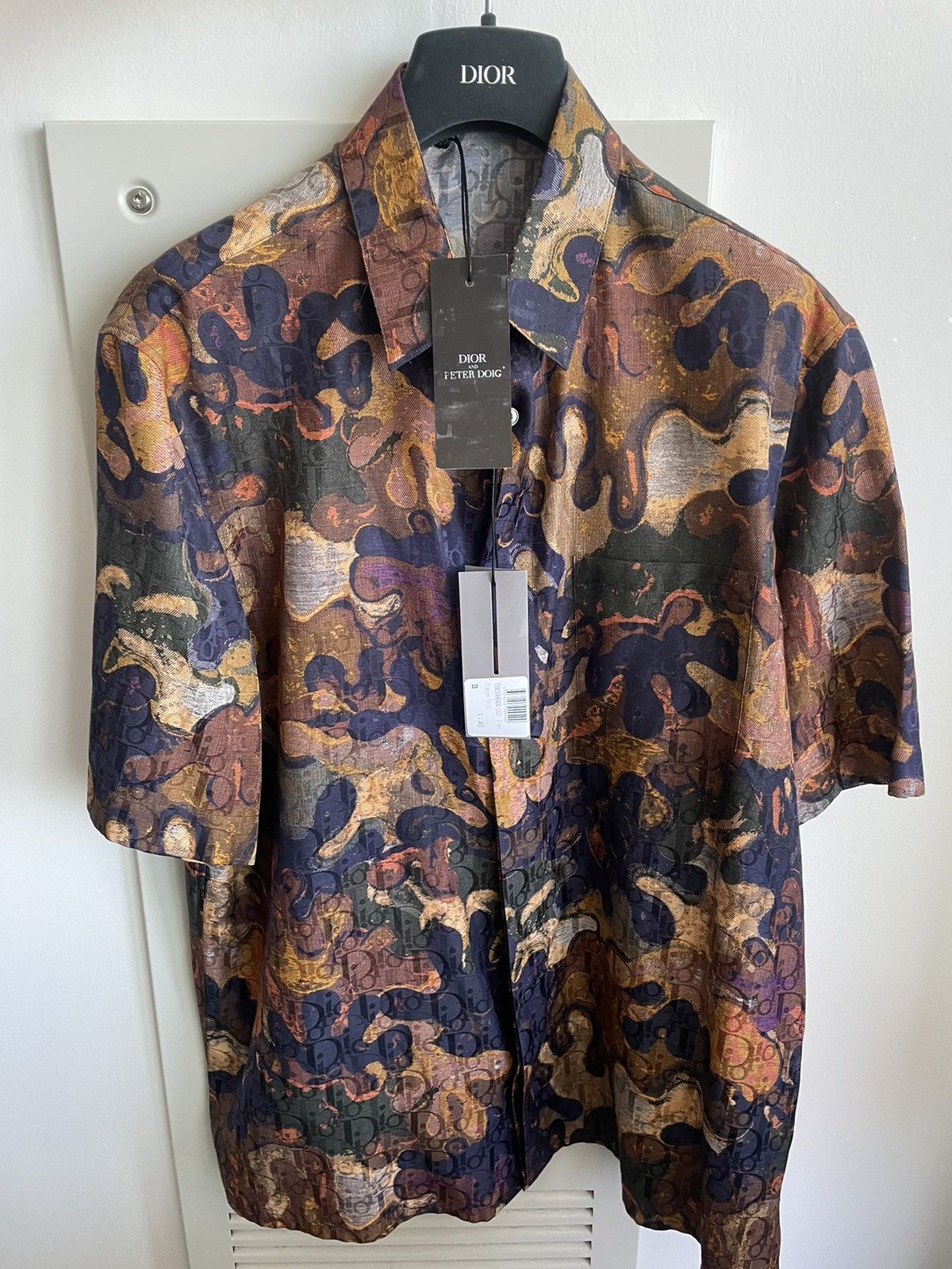 Dior Super Rare Runway Dior x Peter Doig Oblique Logo Silk Shirt Size US L / EU 52-54 / 3 - 2 Thumbnail