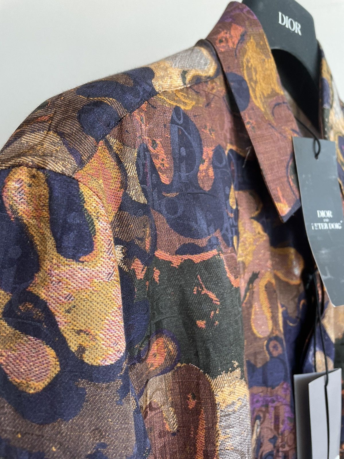 Dior Super Rare Runway Dior x Peter Doig Oblique Logo Silk Shirt Size US L / EU 52-54 / 3 - 16 Thumbnail