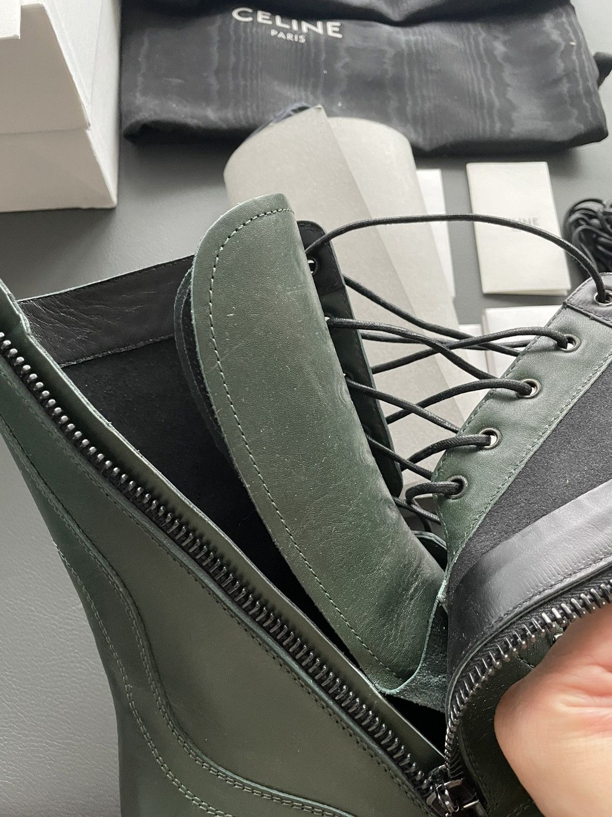 Celine × Hedi Slimane Limited Edition Celine by Hedi Runway Ranger Leather Boots Size US 10.5 / EU 43-44 - 18 Thumbnail