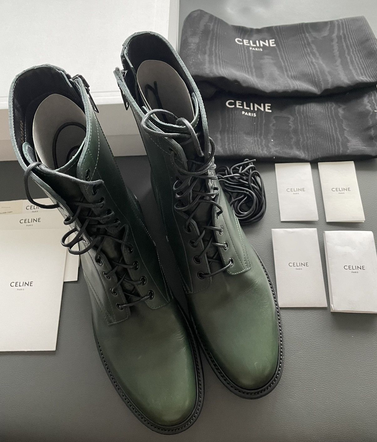 Celine × Hedi Slimane Limited Edition Celine by Hedi Runway Ranger Leather Boots Size US 10.5 / EU 43-44 - 4 Thumbnail