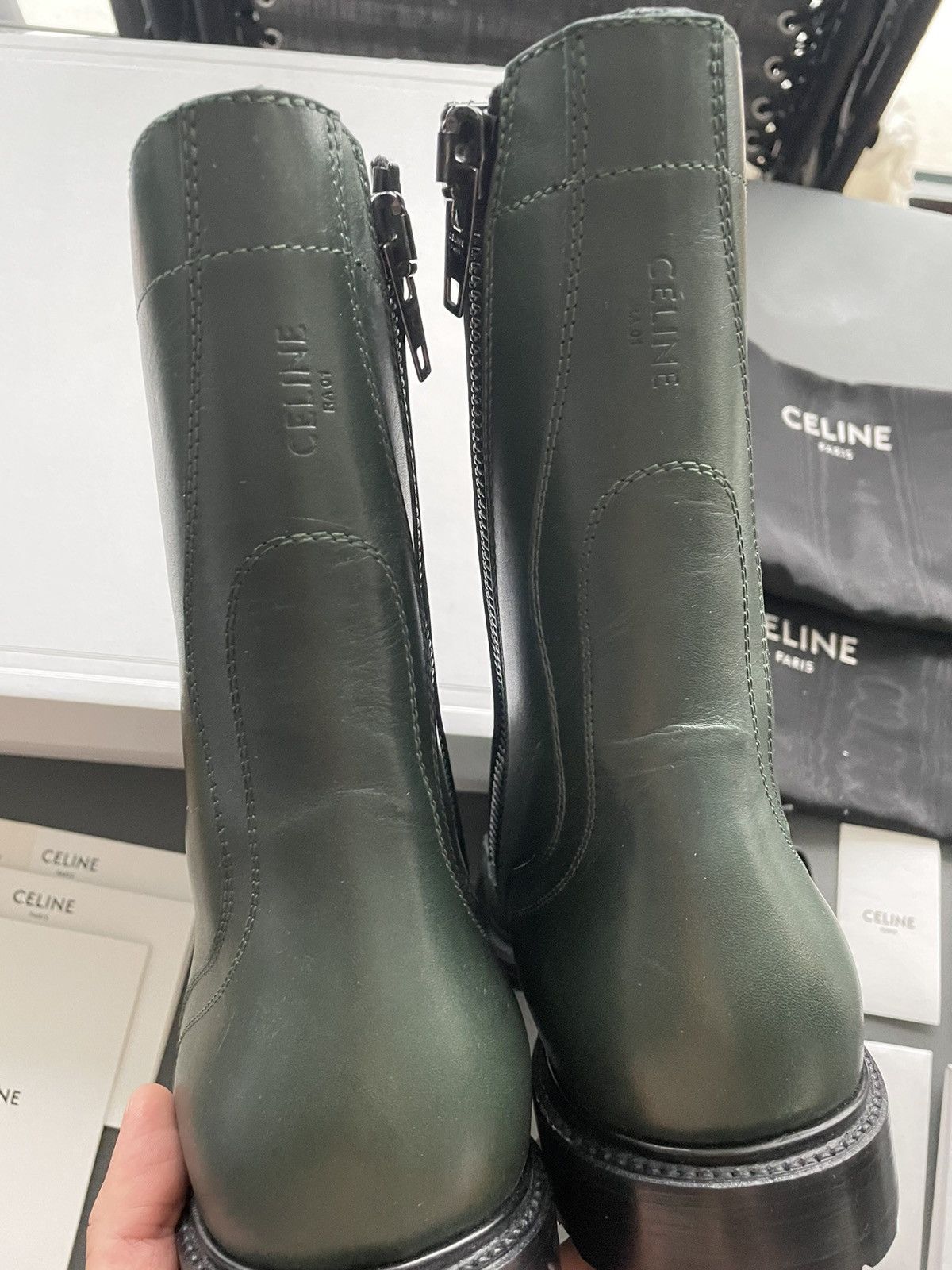 Celine × Hedi Slimane Limited Edition Celine by Hedi Runway Ranger Leather Boots Size US 10.5 / EU 43-44 - 22 Thumbnail