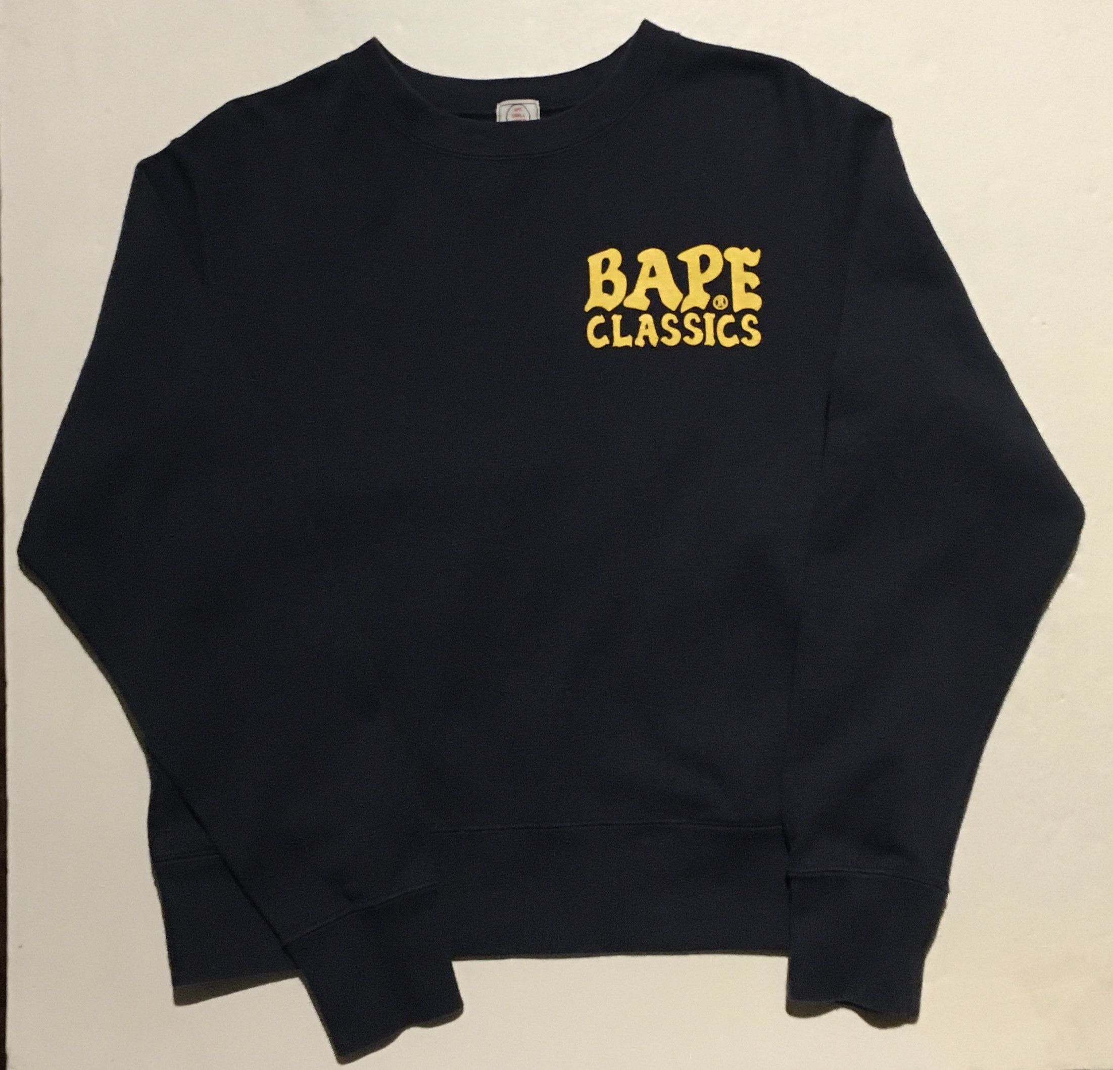 image of Bape Crew Neck Sweatshirt in Navy, Men's (Size XS)