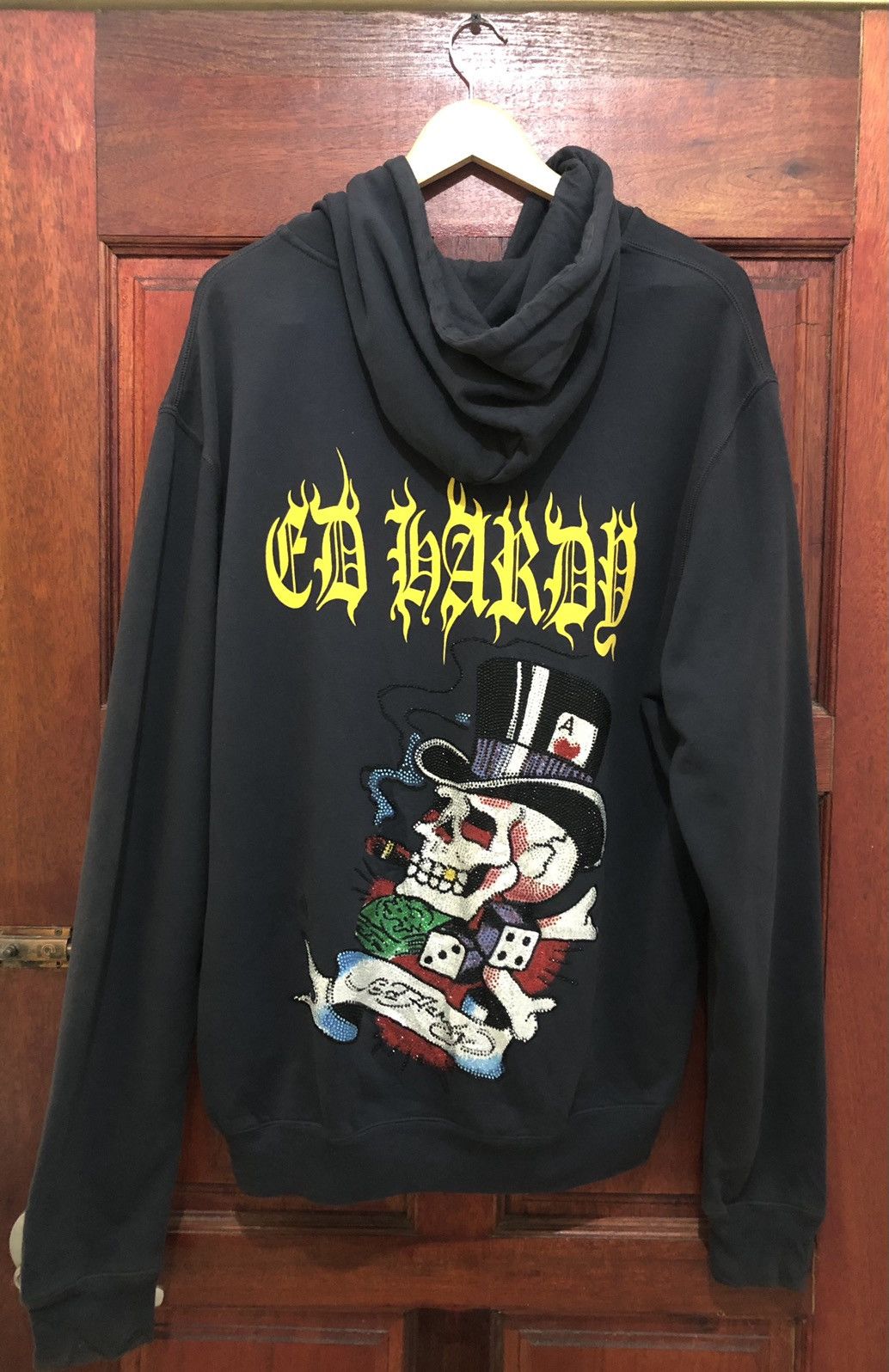 image of Ed Hardy By Christian Audigier Skull Big Logo in Black, Men's (Size XL)