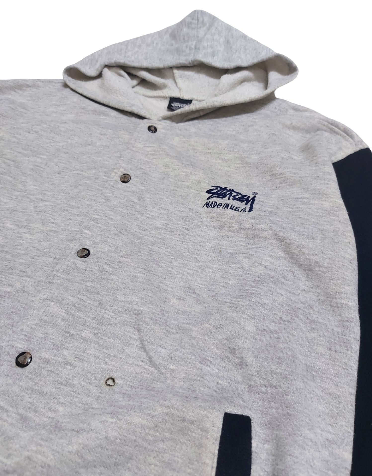 Stussy × Vintage RARE! VTG 90s STUSSY "MADE IN USA" VARSITY HOODIE Size US L / EU 52-54 / 3 - 6 Thumbnail