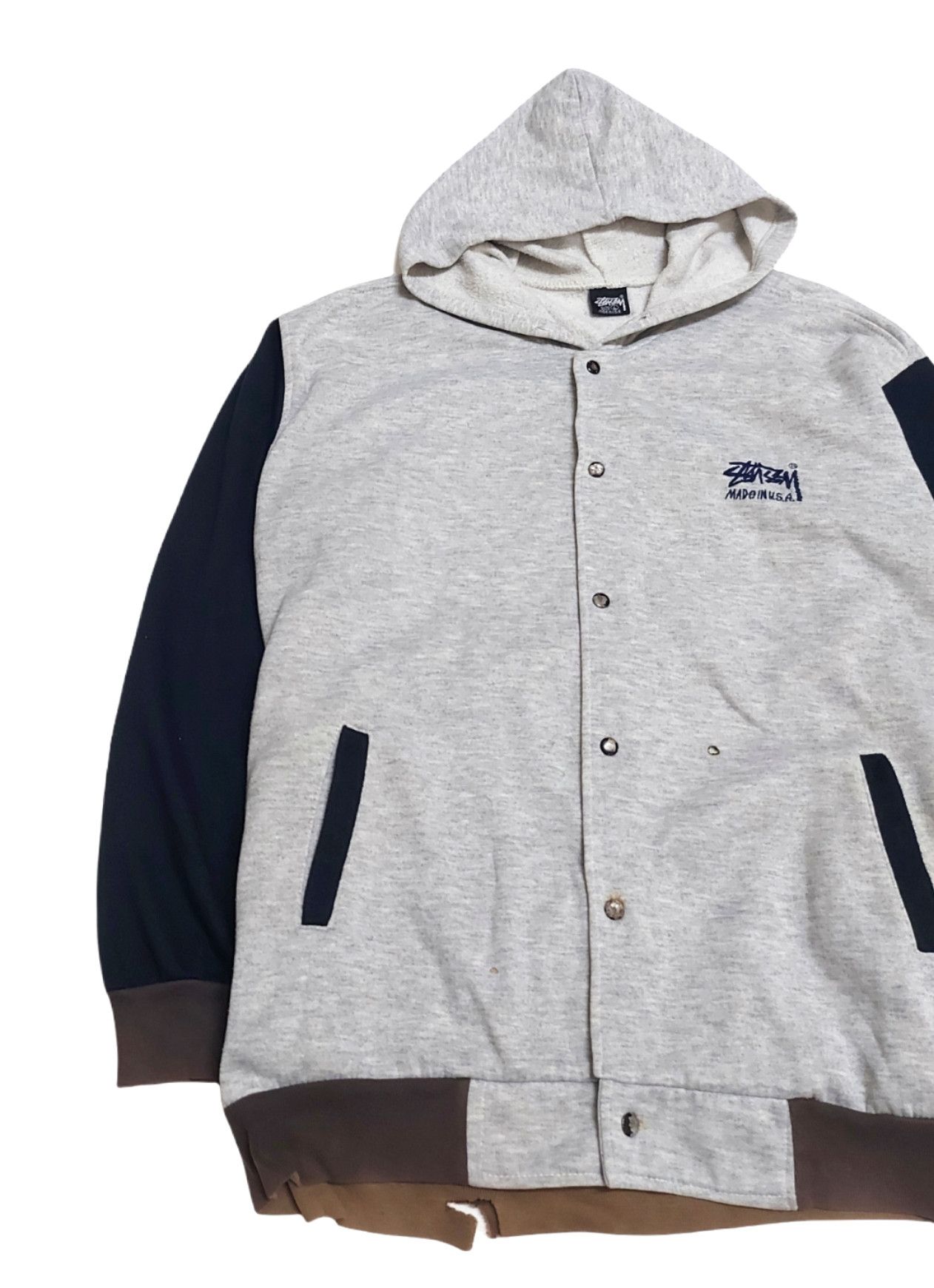 Stussy × Vintage RARE! VTG 90s STUSSY "MADE IN USA" VARSITY HOODIE Size US L / EU 52-54 / 3 - 3 Thumbnail