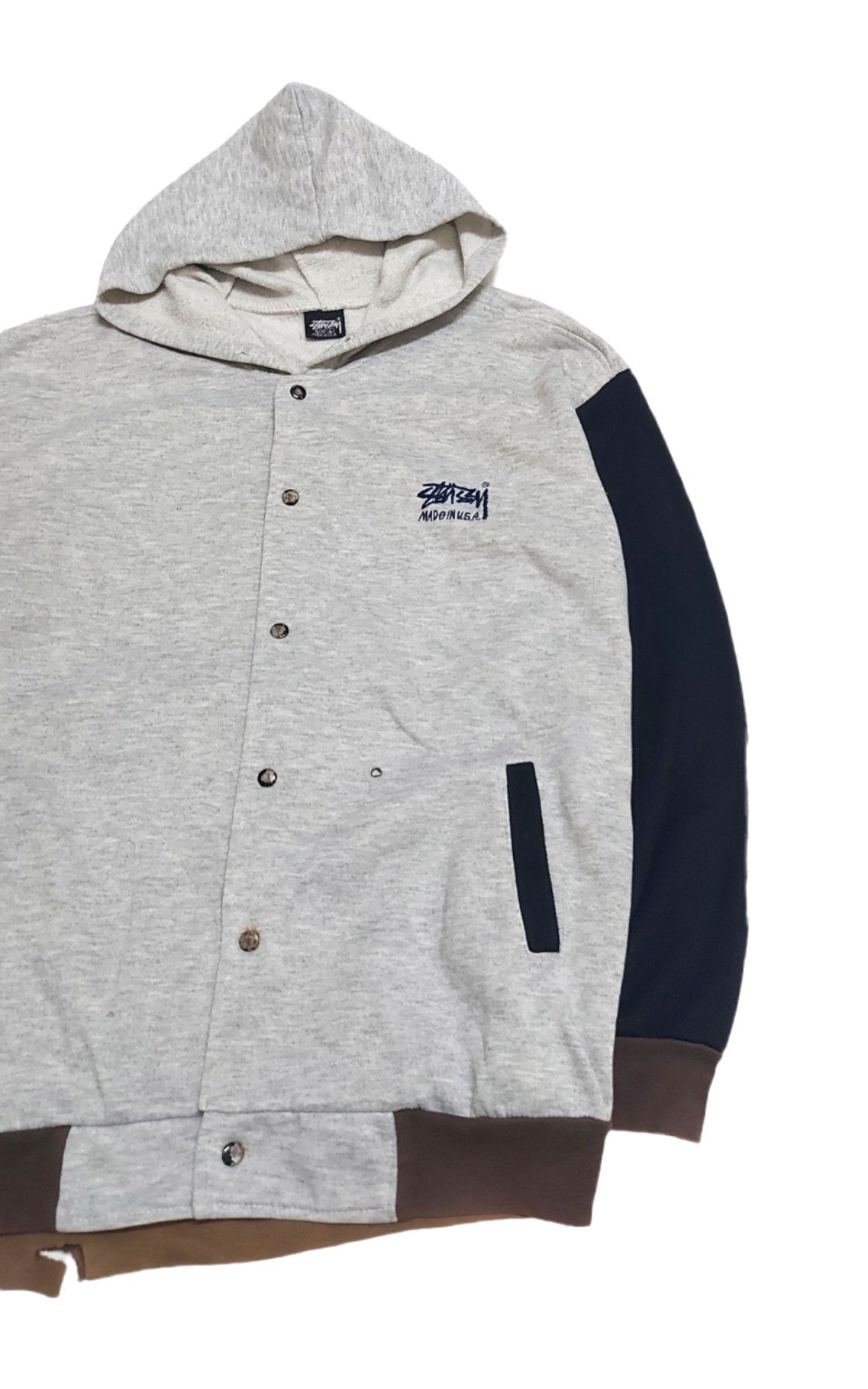 Stussy × Vintage RARE! VTG 90s STUSSY "MADE IN USA" VARSITY HOODIE Size US L / EU 52-54 / 3 - 2 Thumbnail