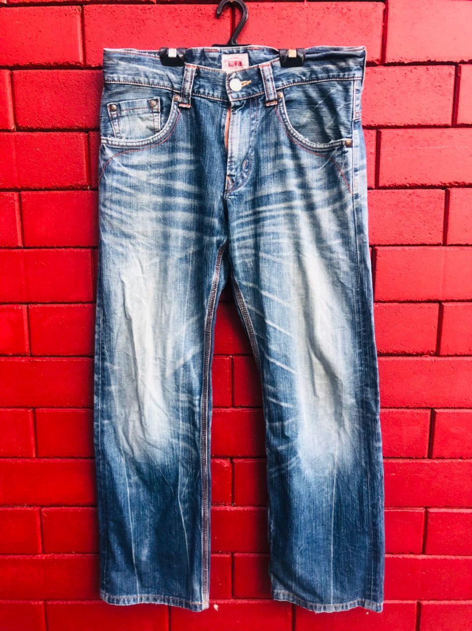 image of Vintage Edwin Distressed Japanese Designer Fashion Style in Sky Blue, Men's (Size 34)