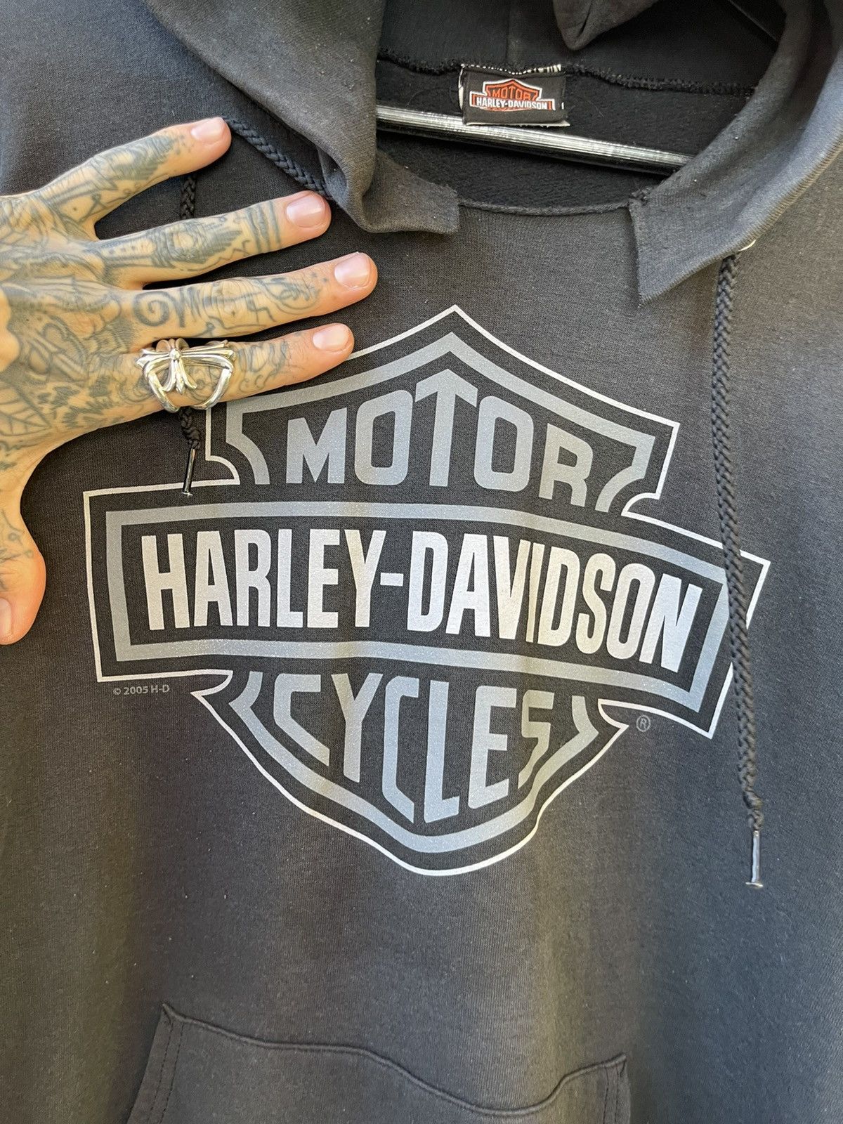 Harley Davidson × Vintage Vintage OG Harley Davidson BLACK LOGO HOODIE XL GRAIL Size US XL / EU 56 / 4 - 6 Thumbnail
