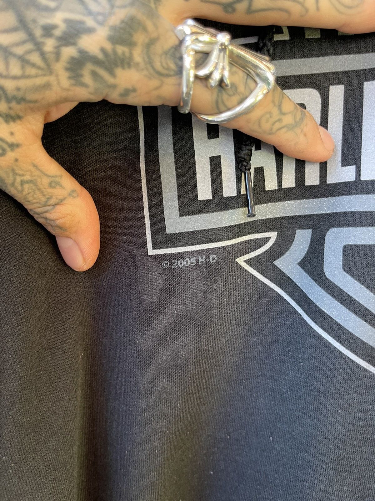Harley Davidson × Vintage Vintage OG Harley Davidson BLACK LOGO HOODIE XL GRAIL Size US XL / EU 56 / 4 - 7 Thumbnail