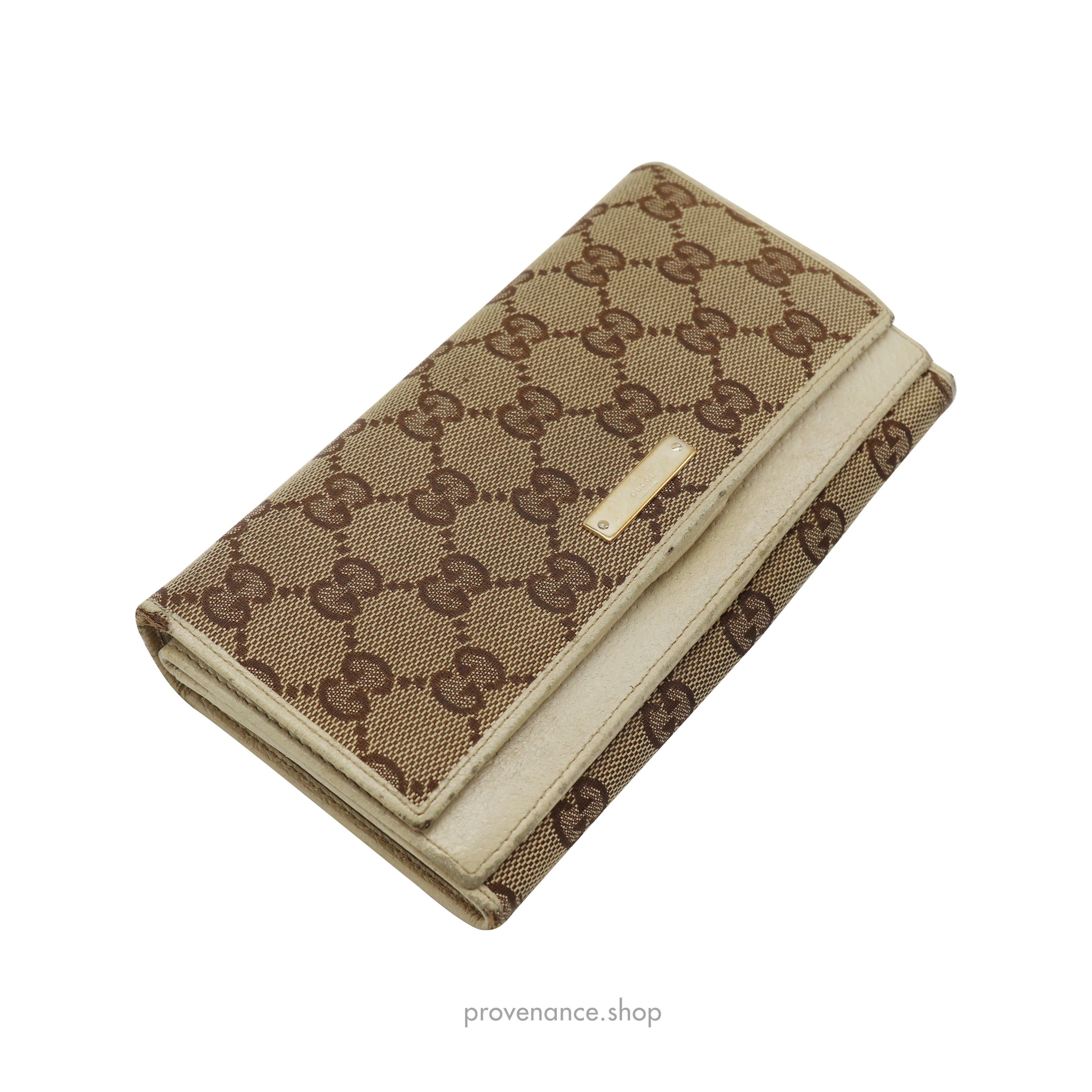Gucci 🔴 GG Canvas Long Wallet - Brown/White Size ONE SIZE - 4 Thumbnail
