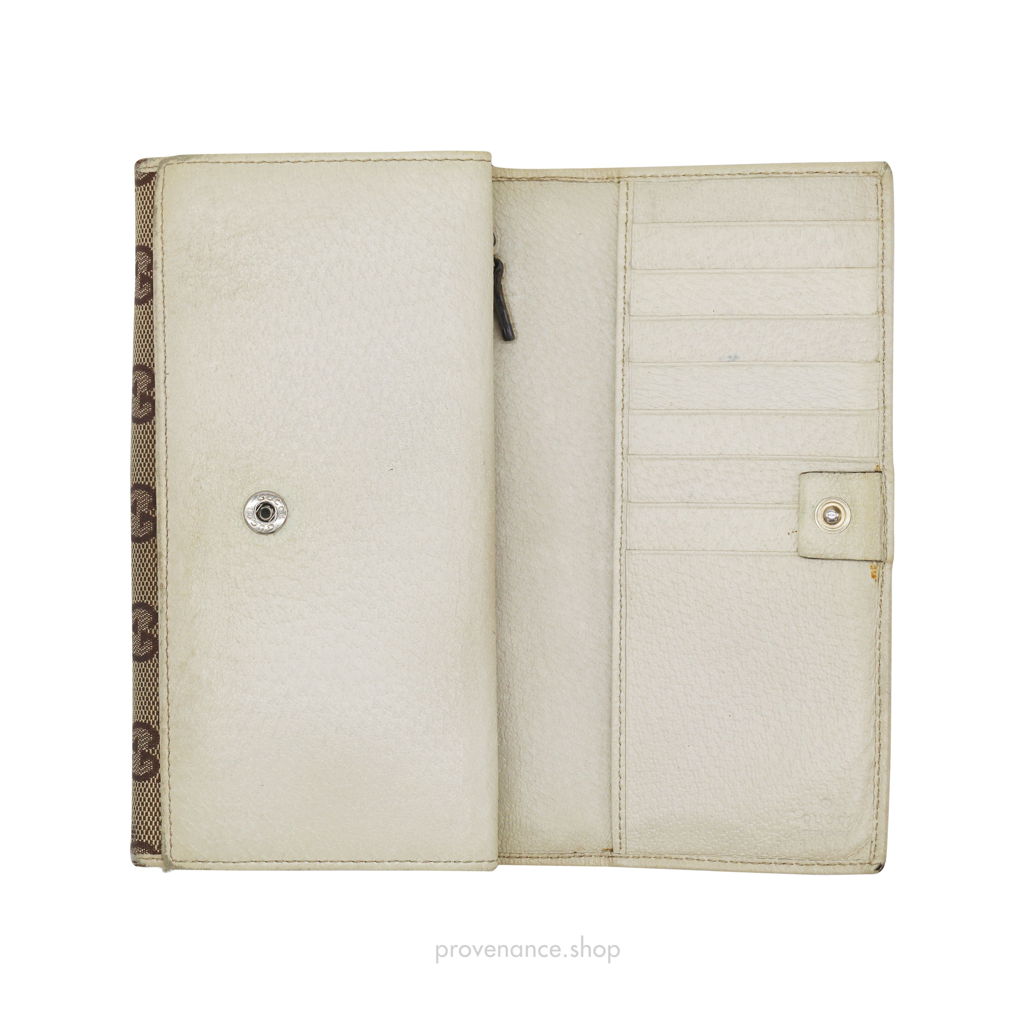 Gucci 🔴 GG Canvas Long Wallet - Brown/White Size ONE SIZE - 6 Thumbnail