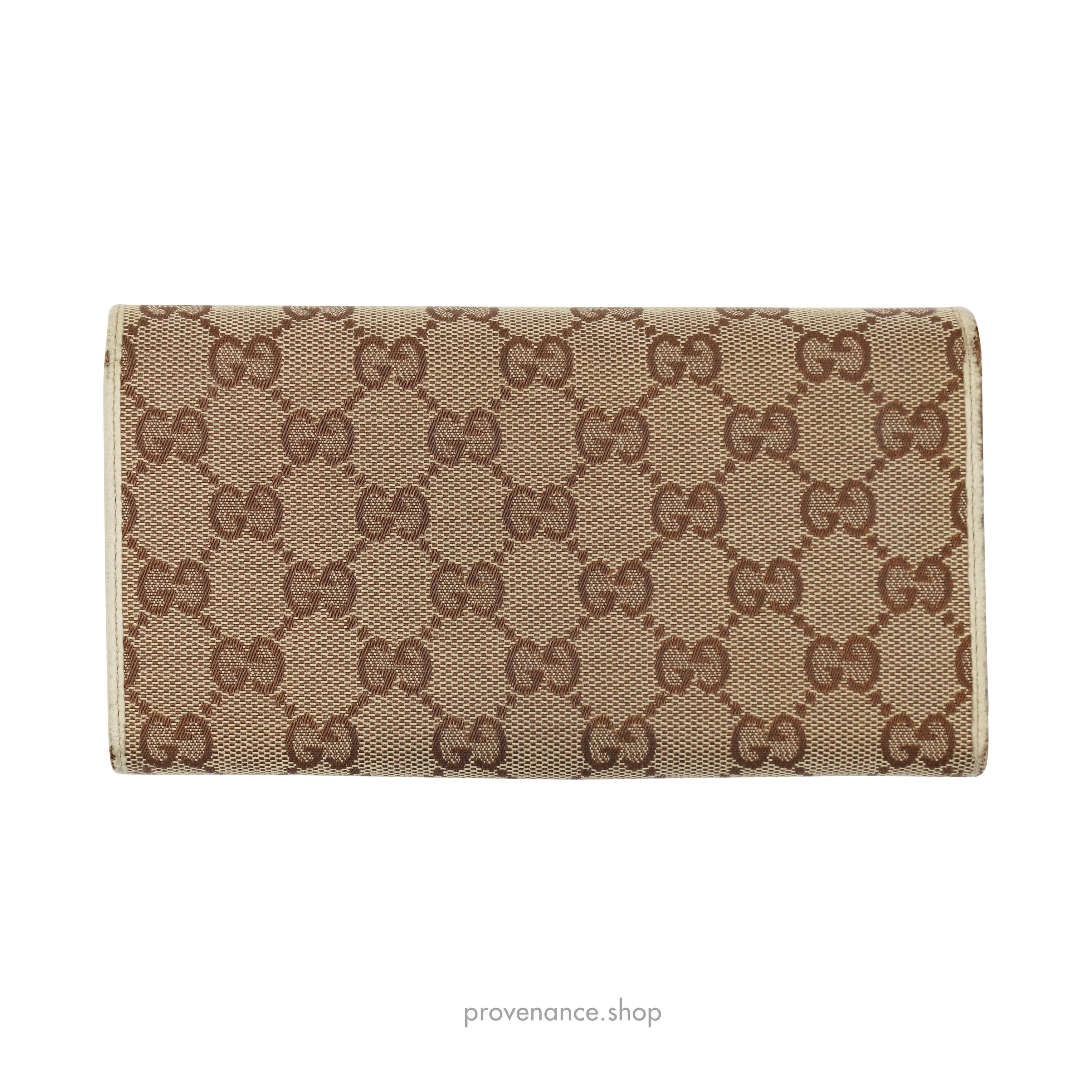 Gucci 🔴 GG Canvas Long Wallet - Brown/White Size ONE SIZE - 3 Thumbnail