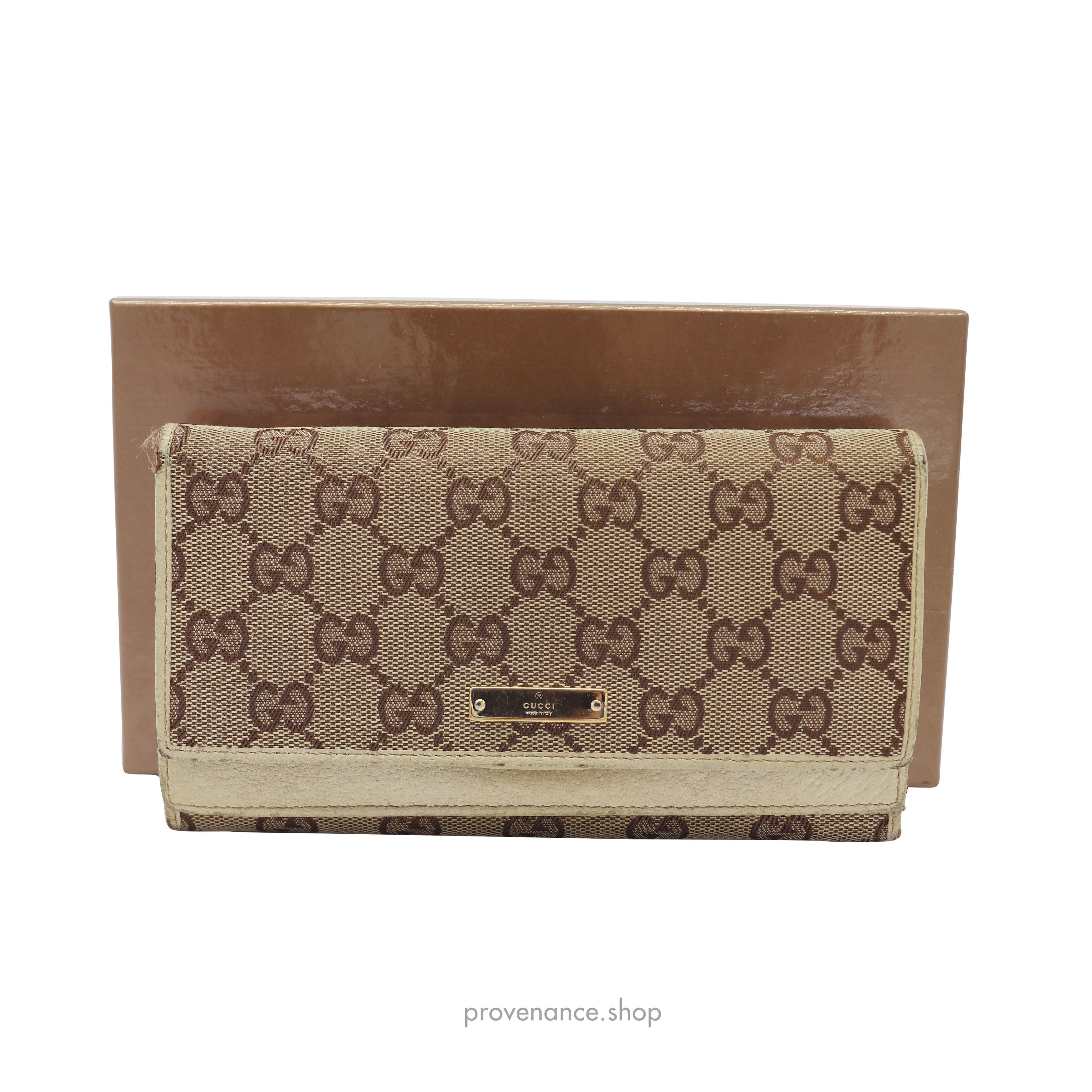 Gucci 🔴 GG Canvas Long Wallet - Brown/White Size ONE SIZE - 1 Thumbnail