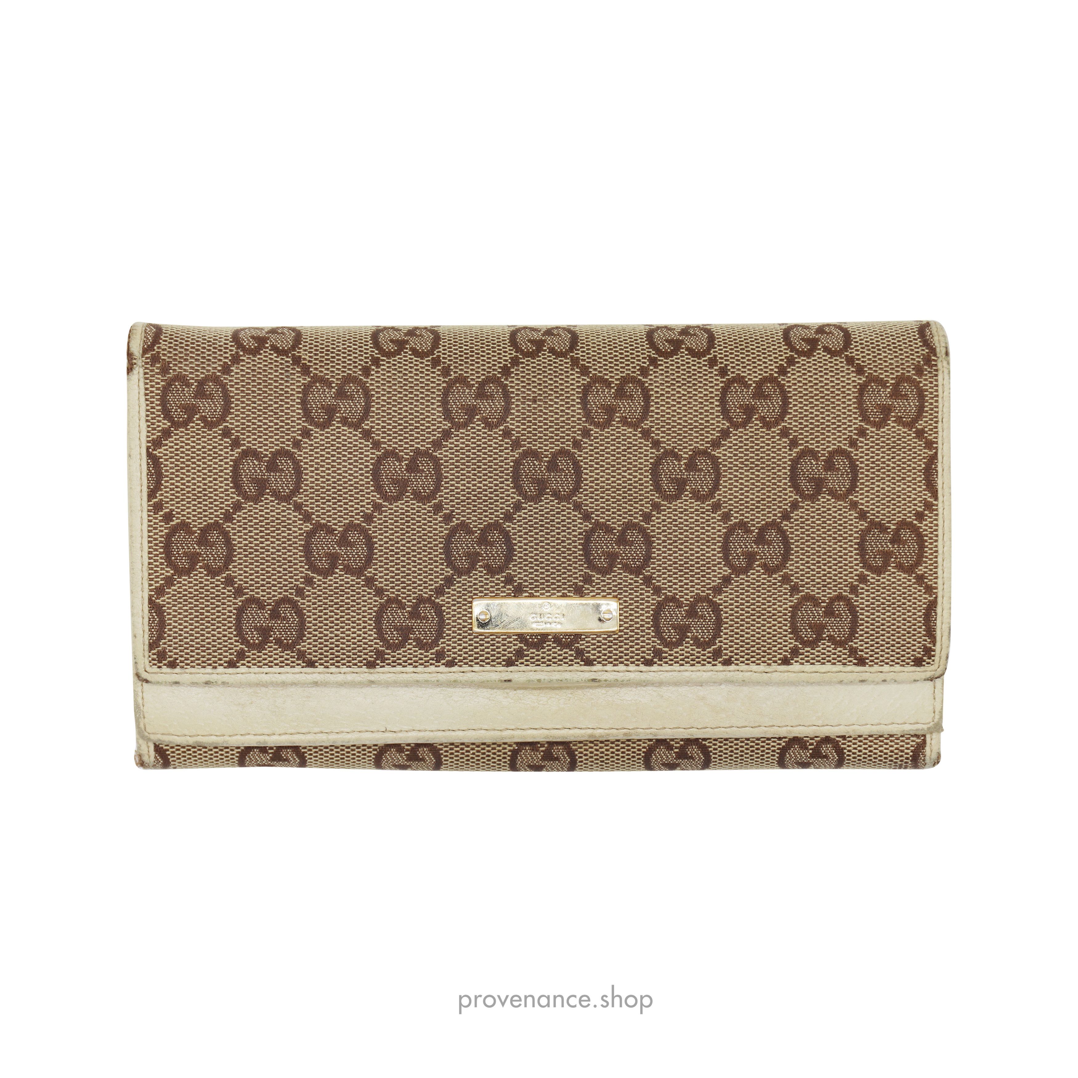 Gucci 🔴 GG Canvas Long Wallet - Brown/White Size ONE SIZE - 2 Thumbnail