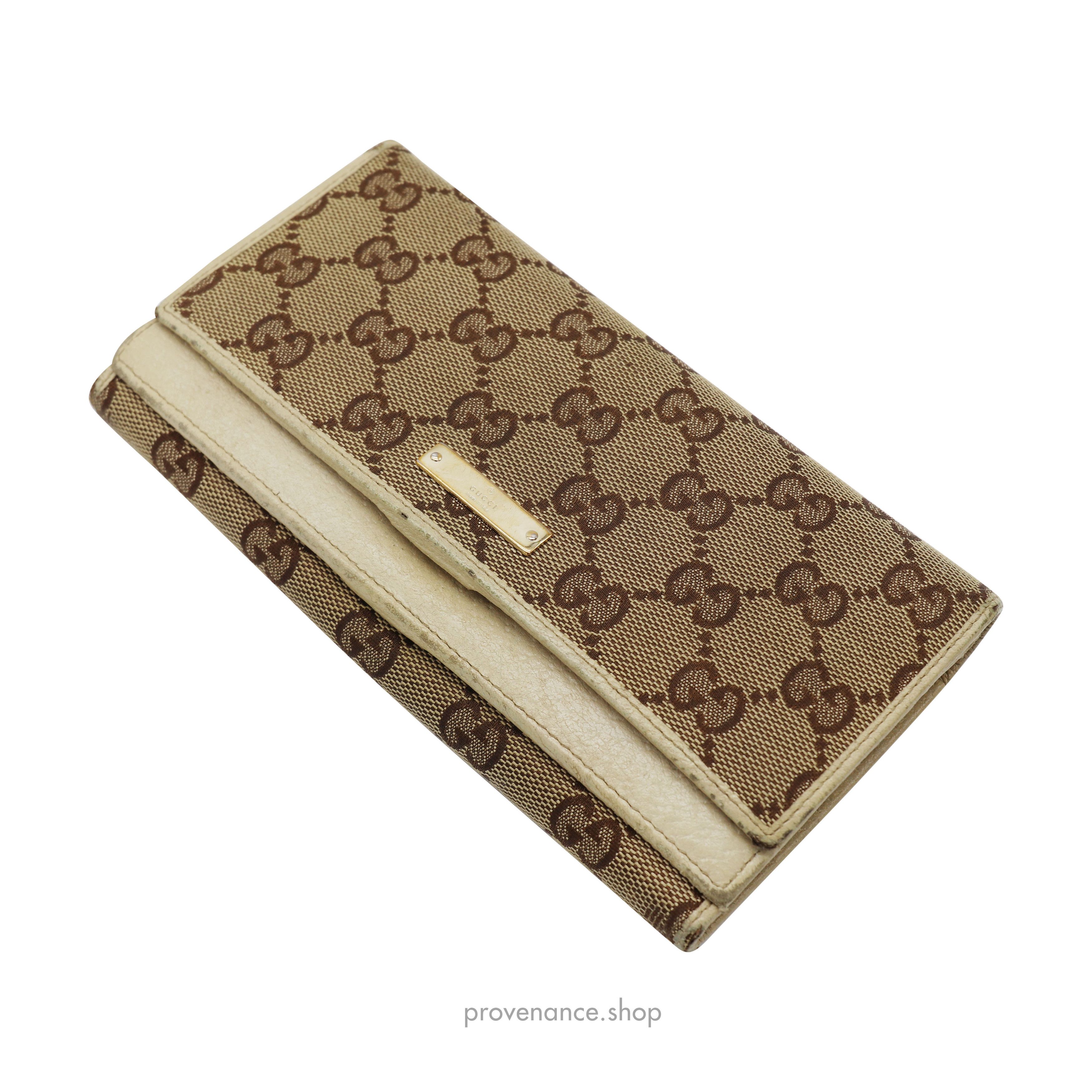 Gucci 🔴 GG Canvas Long Wallet - Brown/White Size ONE SIZE - 5 Thumbnail