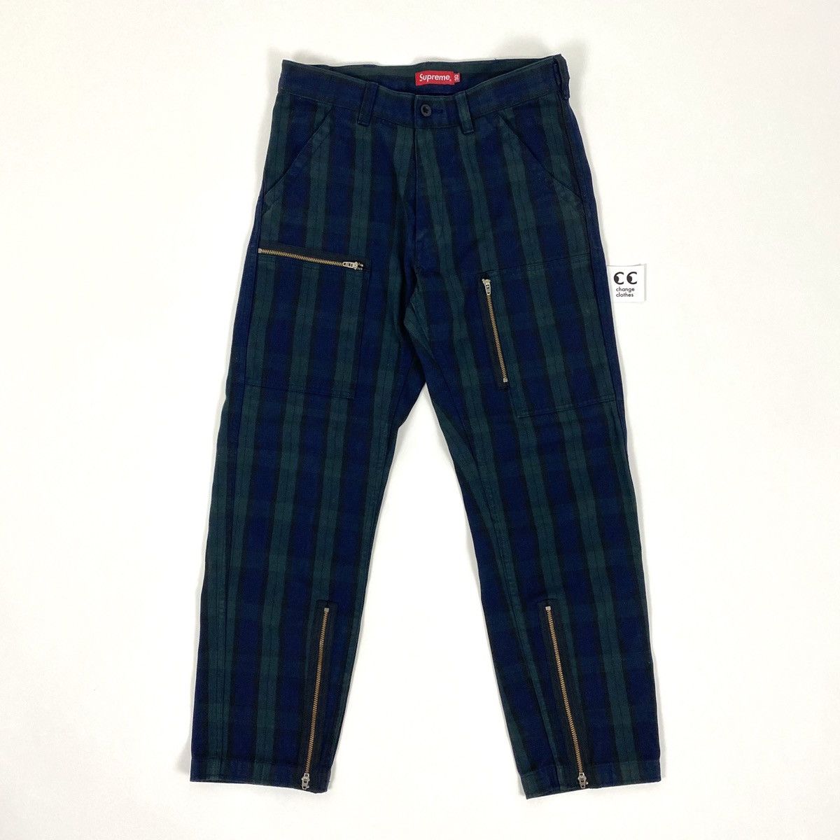 image of Supreme Blackwatch Plaid Flight Pants Zippers 30 2014, Men's