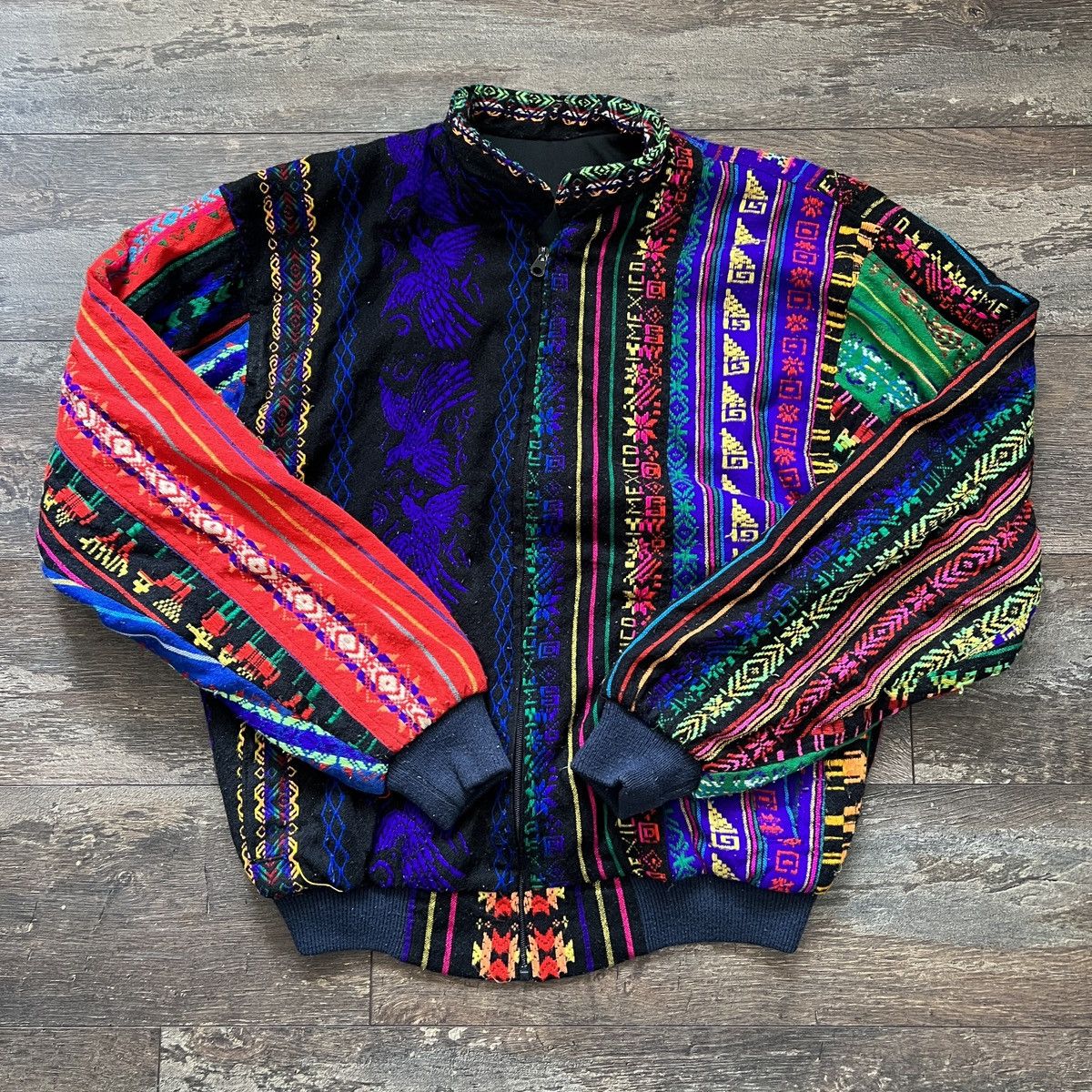 image of Navajo Ethno Jacket Windbreaker Coogi Knitwear 90's in Embroidery, Men's (Size XL)