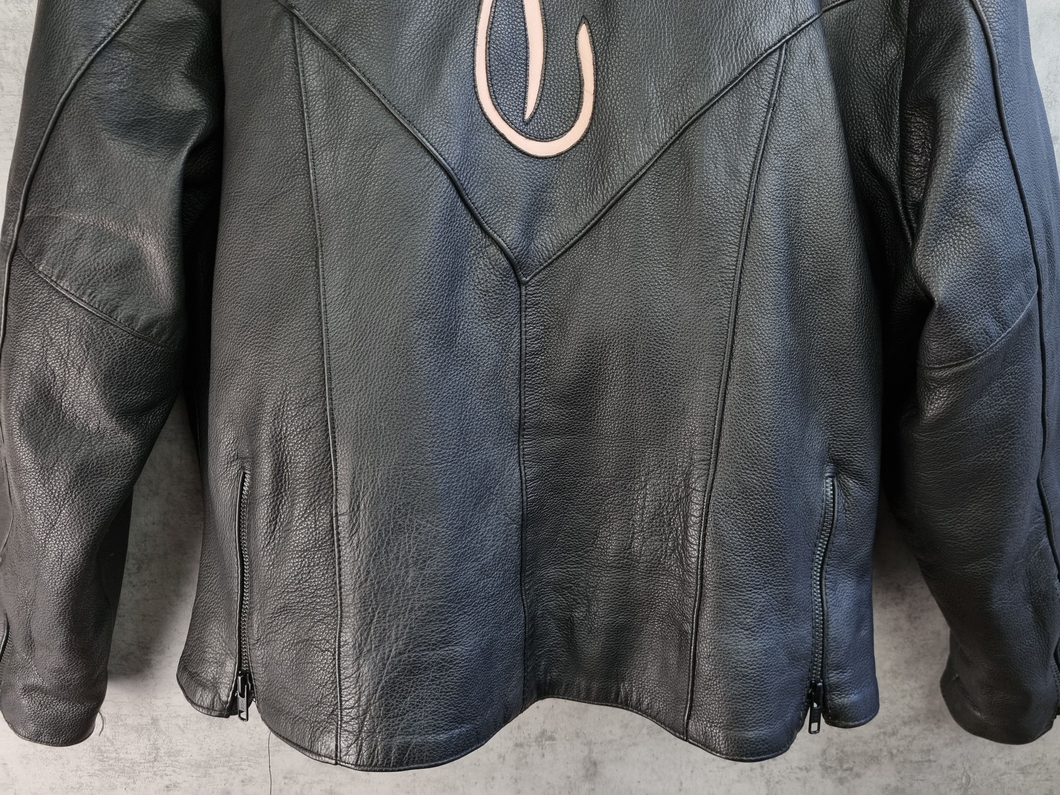 Genuine Leather 90s Leather Biker Jacket Japanese Motif Floral Yohji Style Size US M / EU 48-50 / 2 - 12 Thumbnail