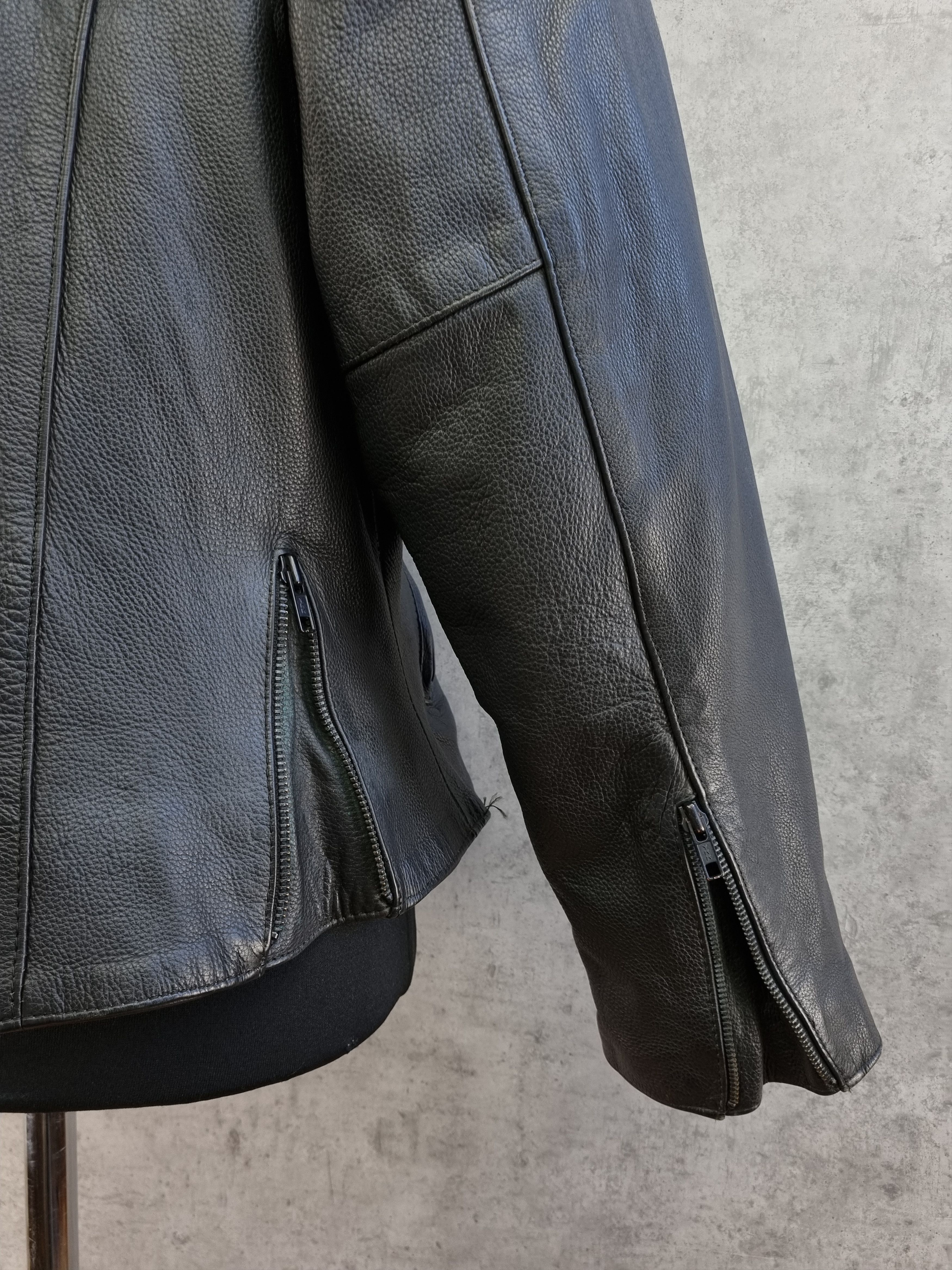 Genuine Leather 90s Leather Biker Jacket Japanese Motif Floral Yohji Style Size US M / EU 48-50 / 2 - 15 Thumbnail