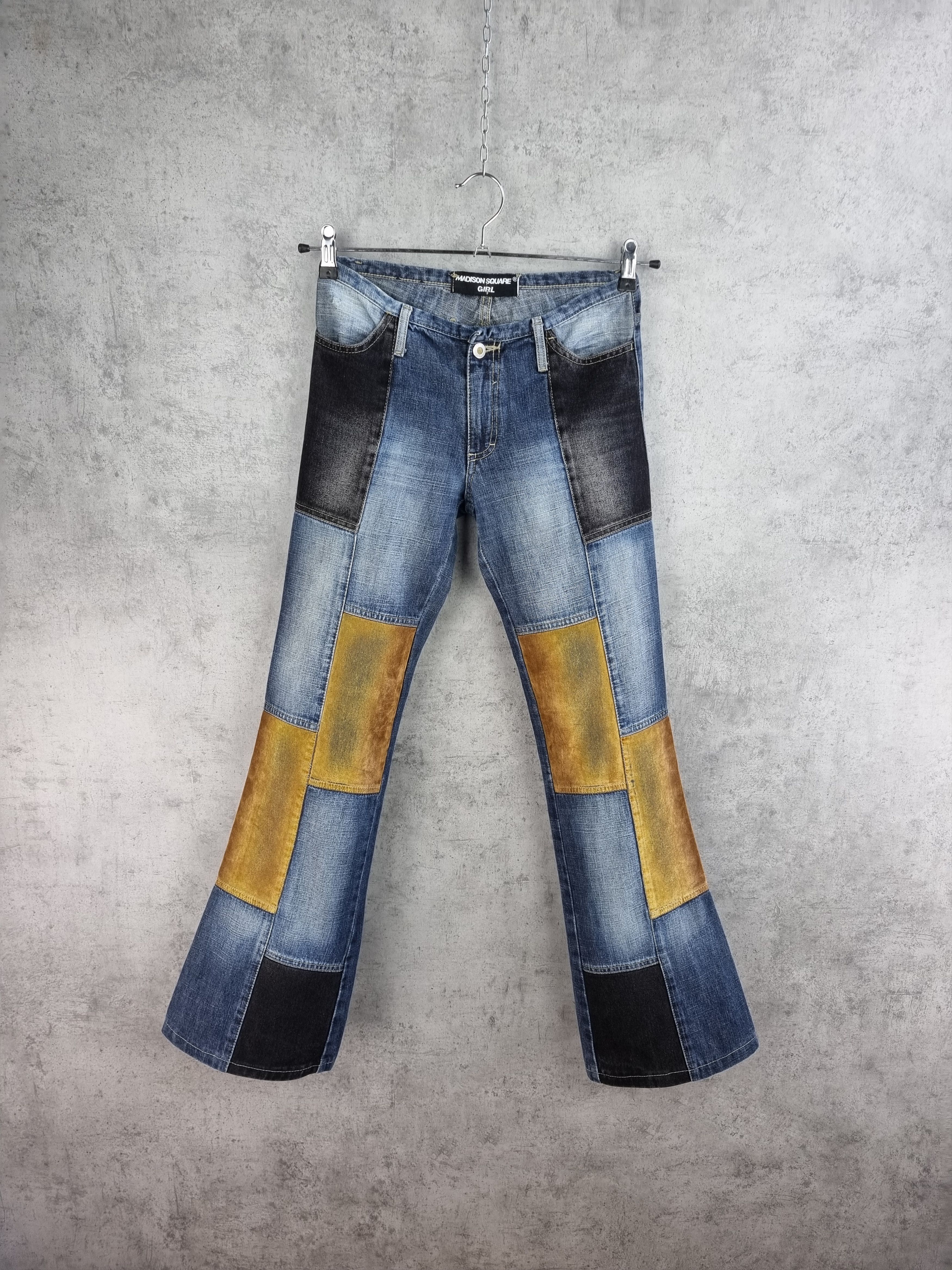 90s Madison Square Patchwork Flared Denim Pants