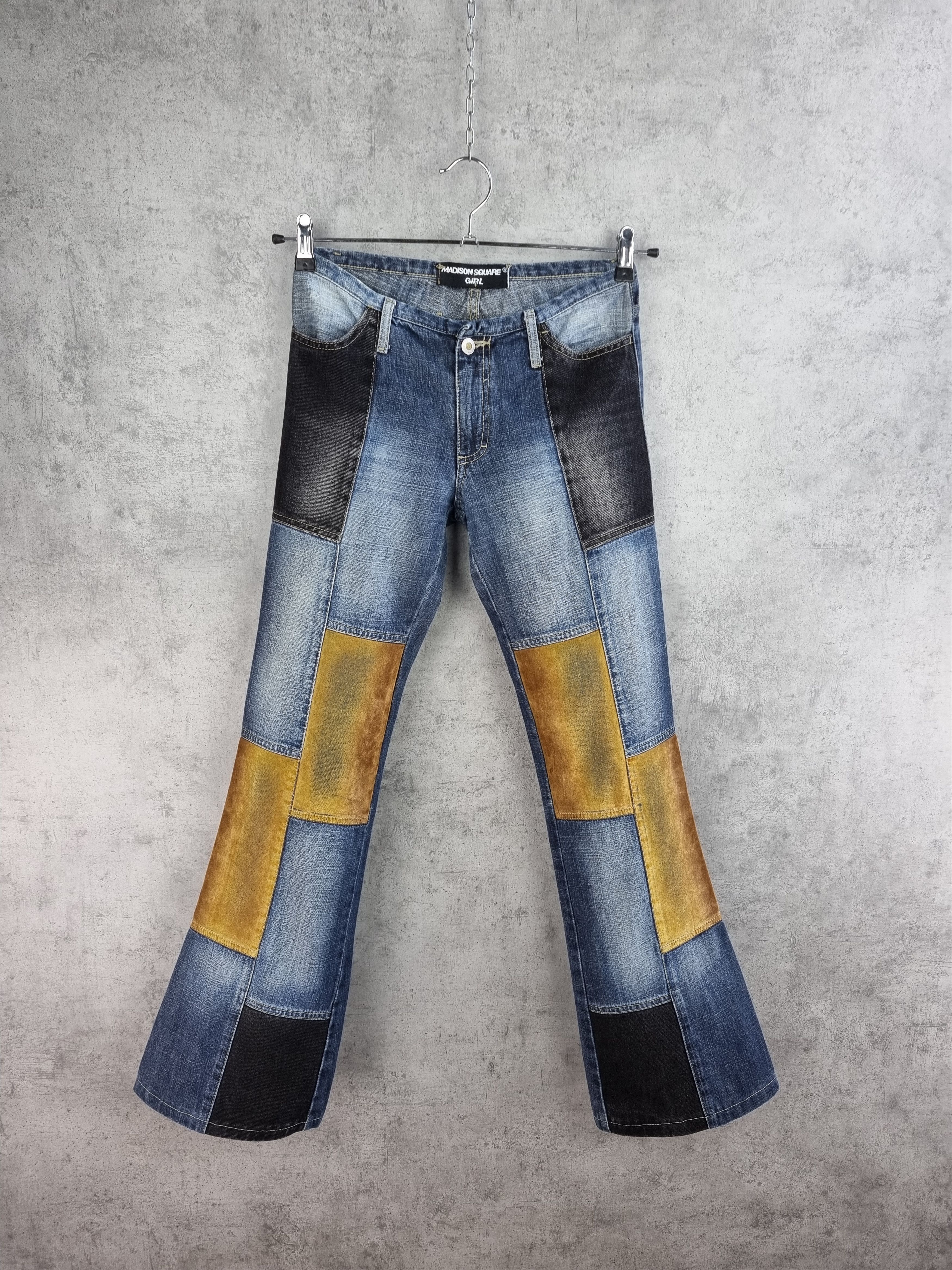 90s Madison Square Patchwork Flared Denim Pants