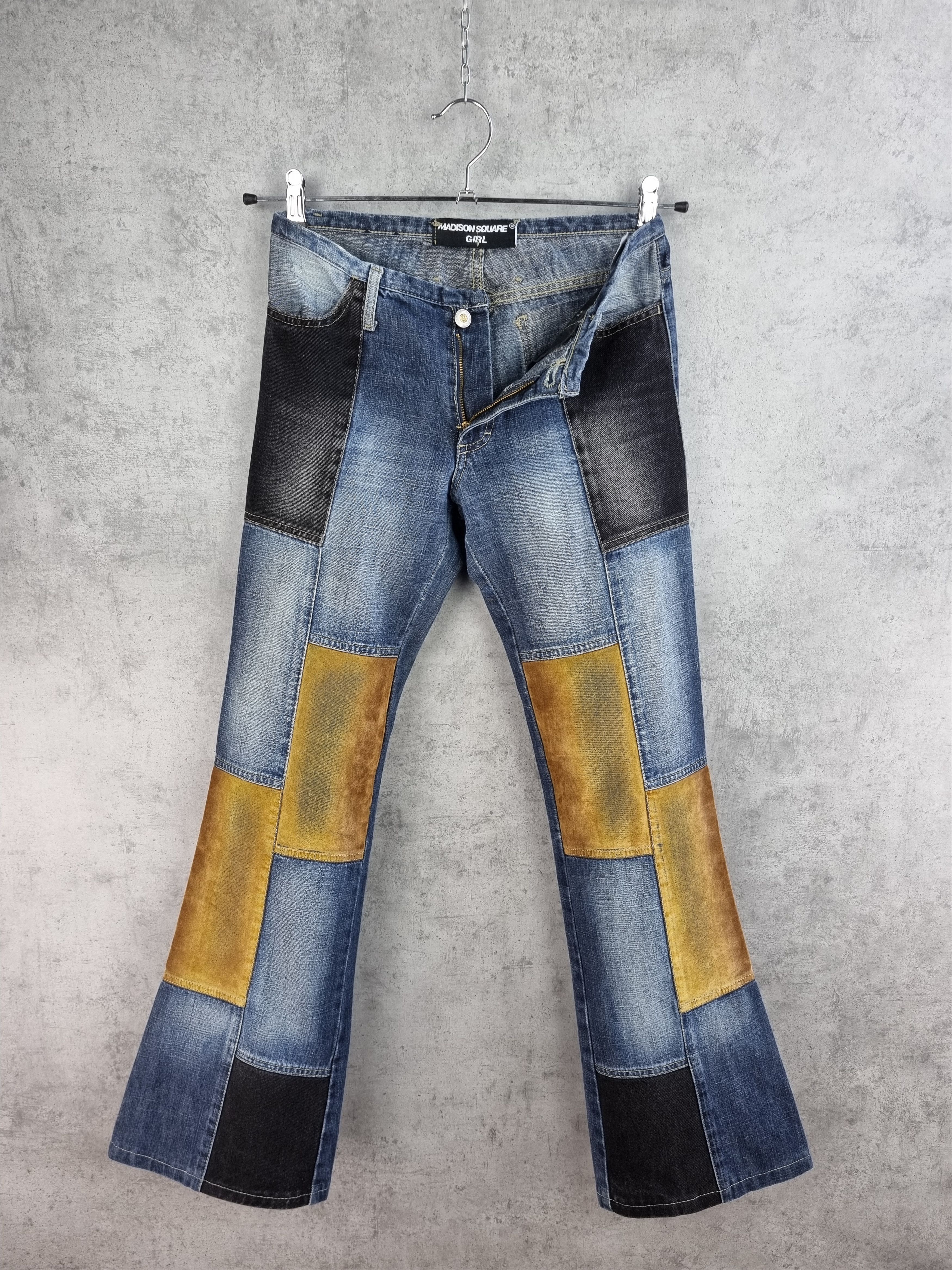 90s Madison Square Patchwork Flared Denim Pants