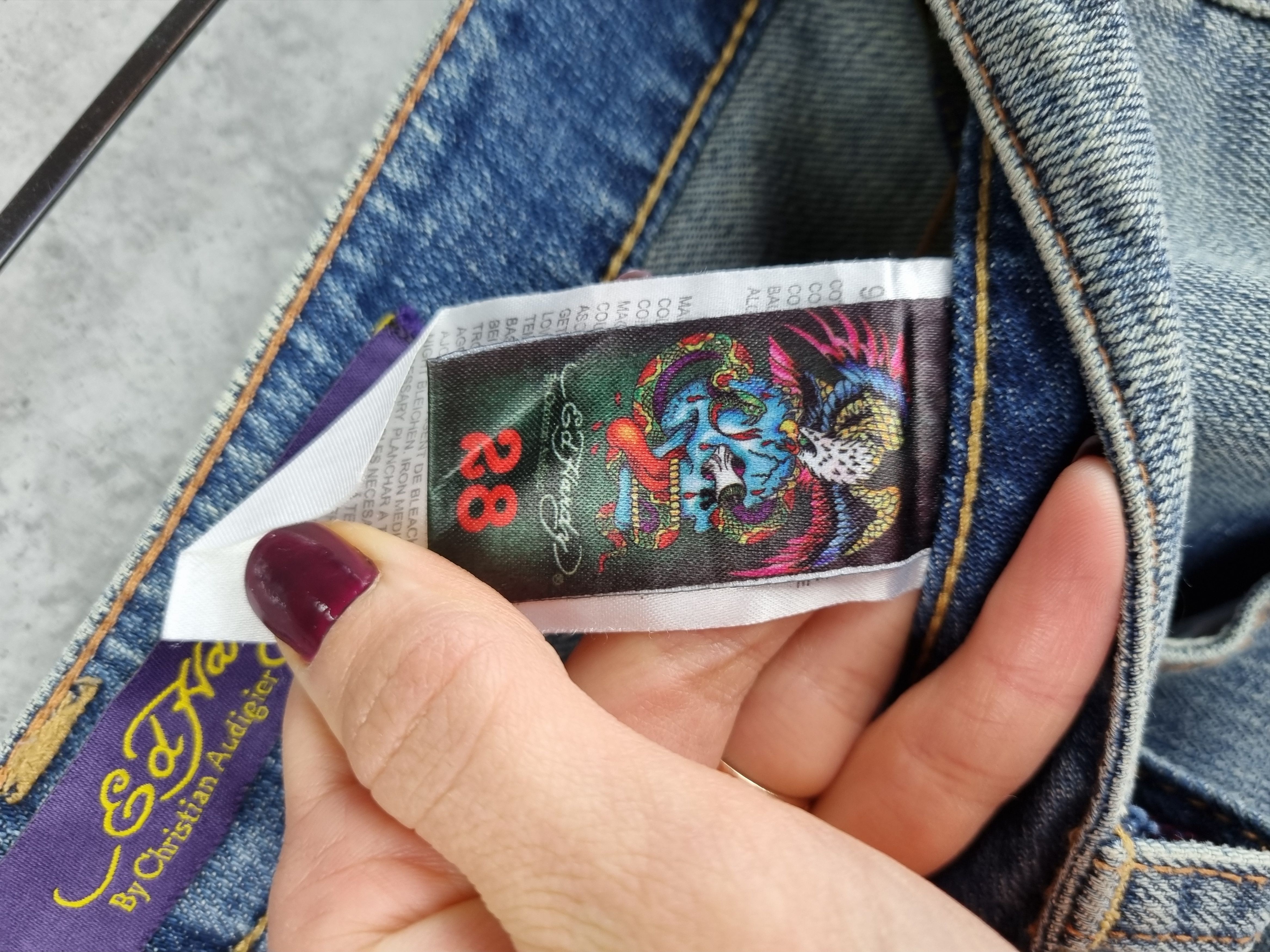 Christian Audigier × Ed Hardy Rare Ed Hardy Embroidered Art Flared Denim Pant Size 28" / US 6 / IT 42 - 13 Thumbnail