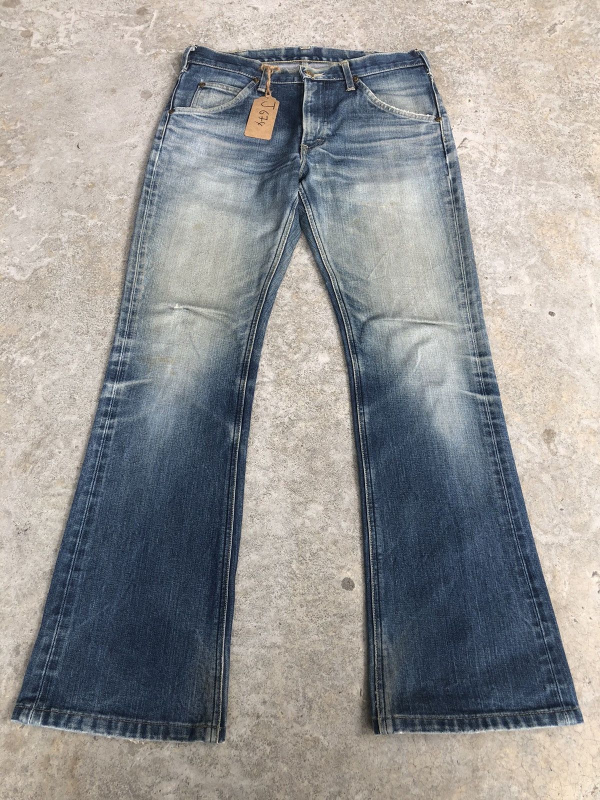 If Six Was Nine Japanese Lee Flared Jeans Distressed Jeans Size US 33 - 1 Thumbnail