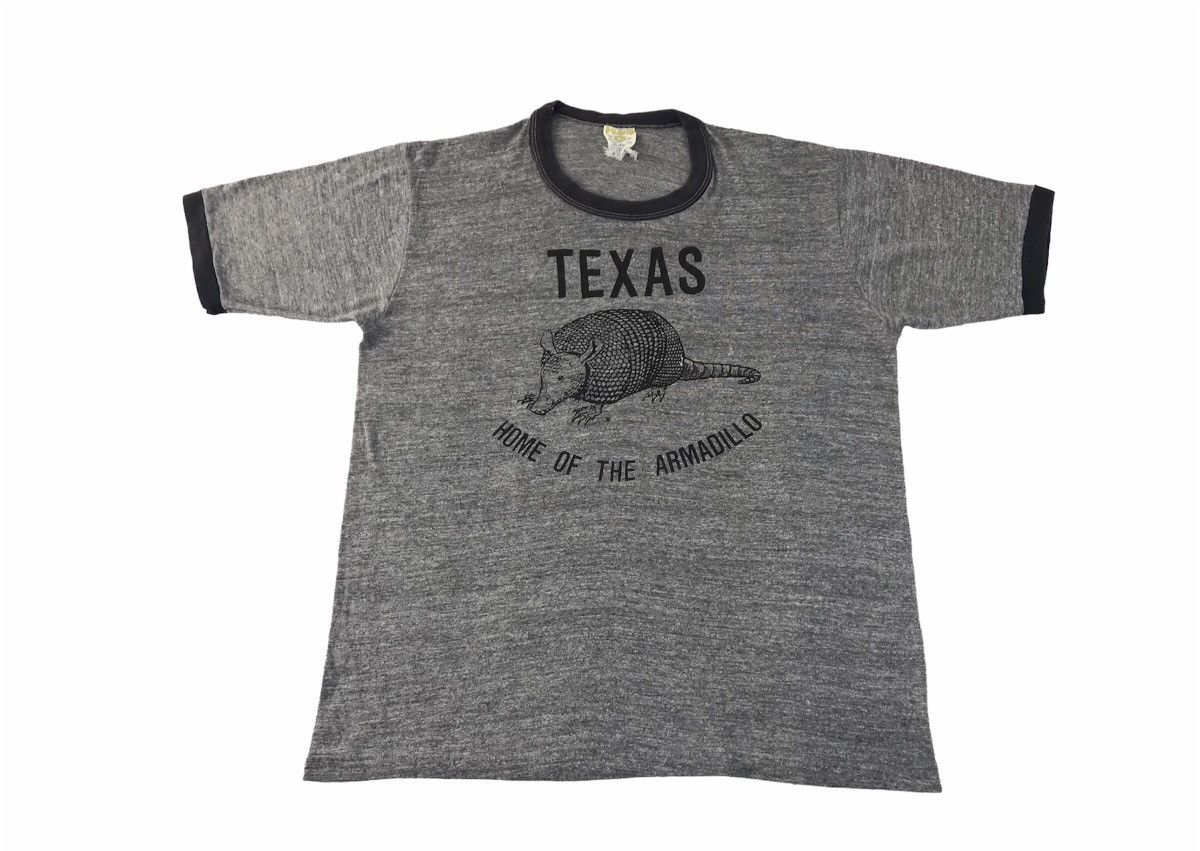 Texas Home Of Armadillo Grey Ringer Tee Soft