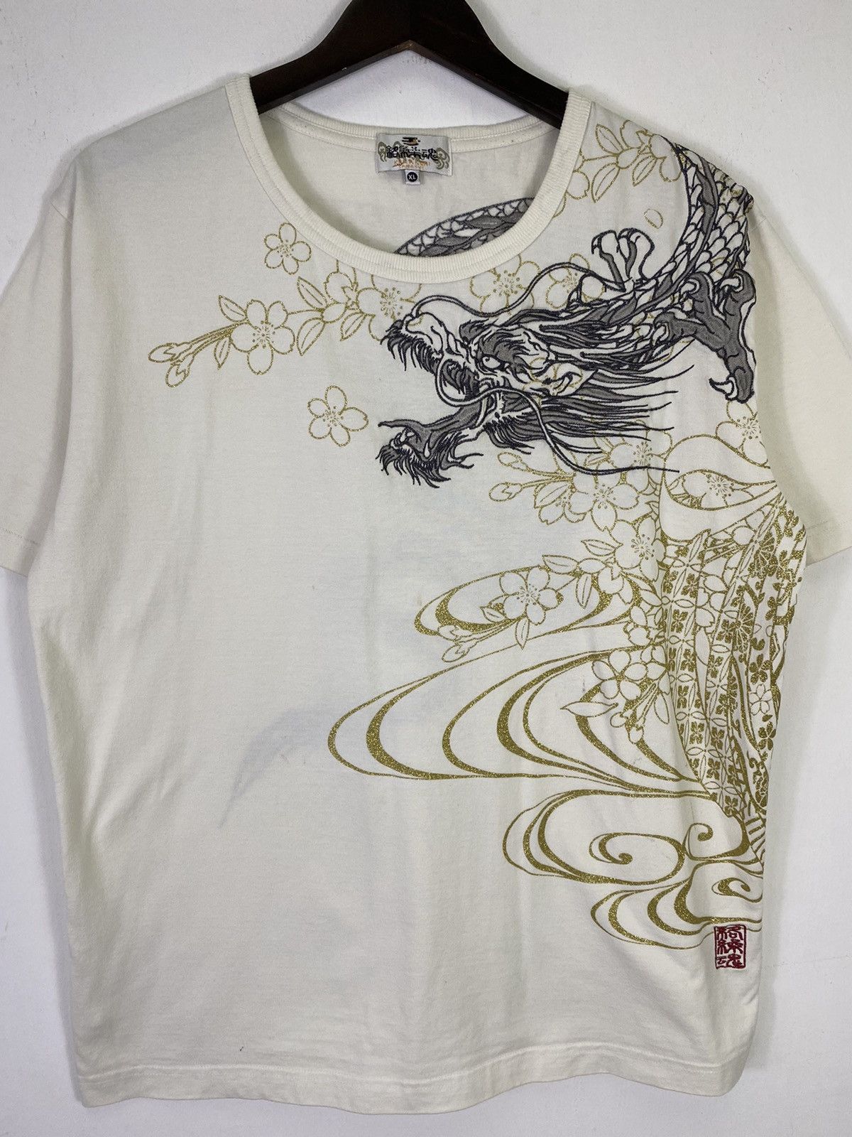 Japanese Brand Vintage Karakuri Tamashi Embroidary Dragon T Shirt Size US L / EU 52-54 / 3 - 2 Thumbnail
