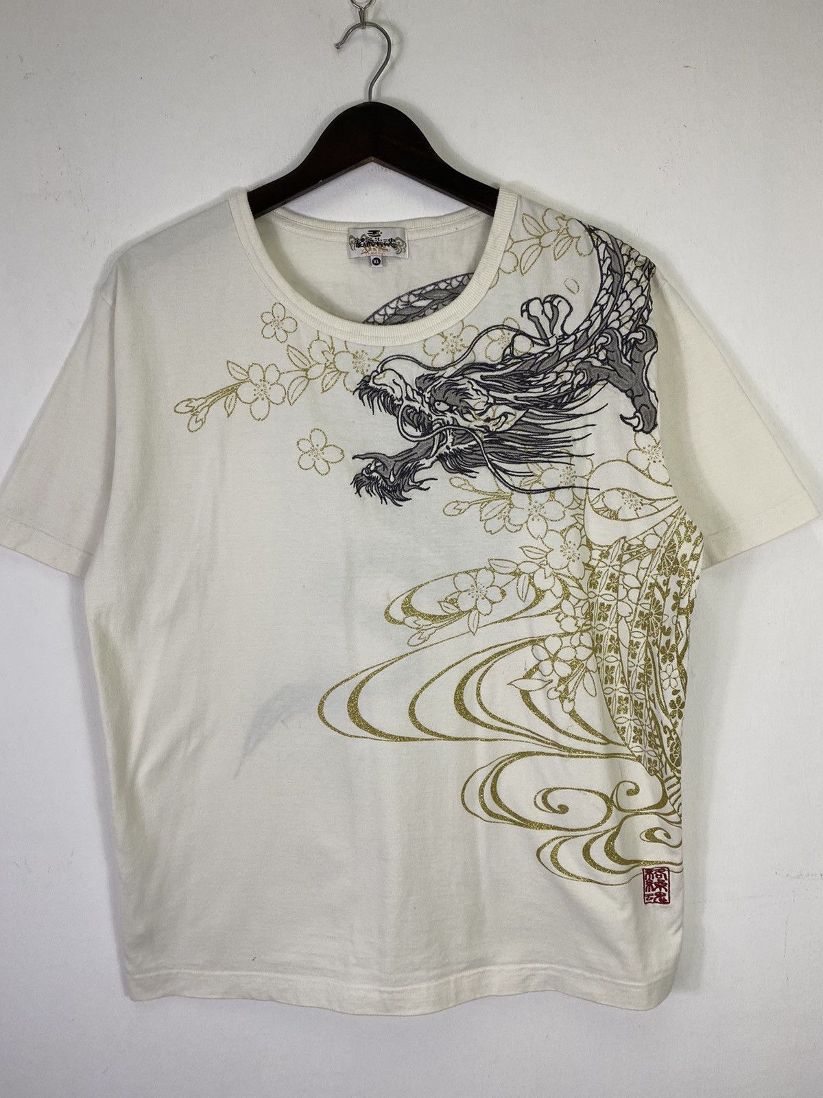 Japanese Brand Vintage Karakuri Tamashi Embroidary Dragon T Shirt Size US L / EU 52-54 / 3 - 1 Thumbnail