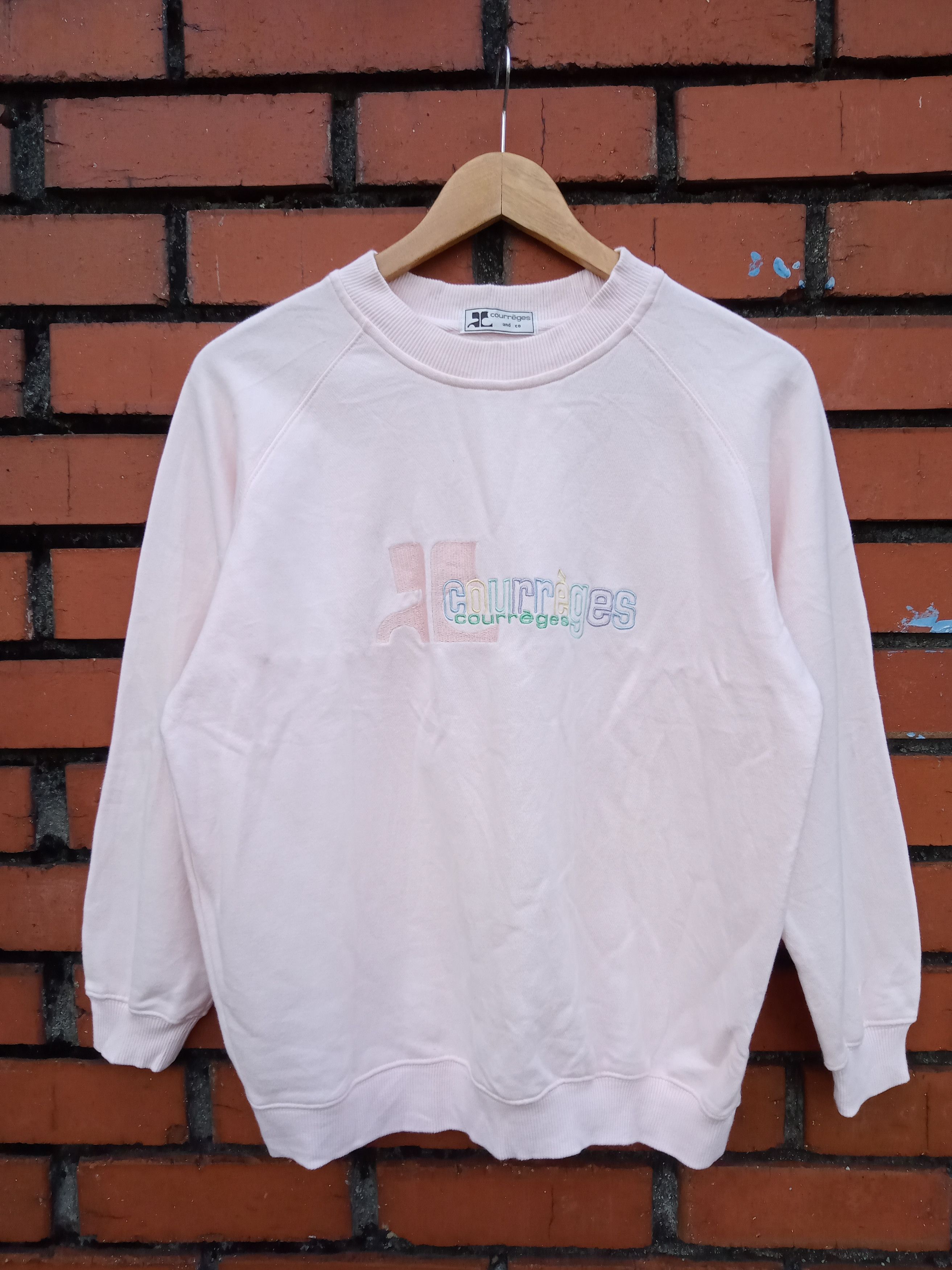 image of Archival Clothing x Courreges Vintage Courreges Embroidery Sweatshirt in Light Pink (Size Small)