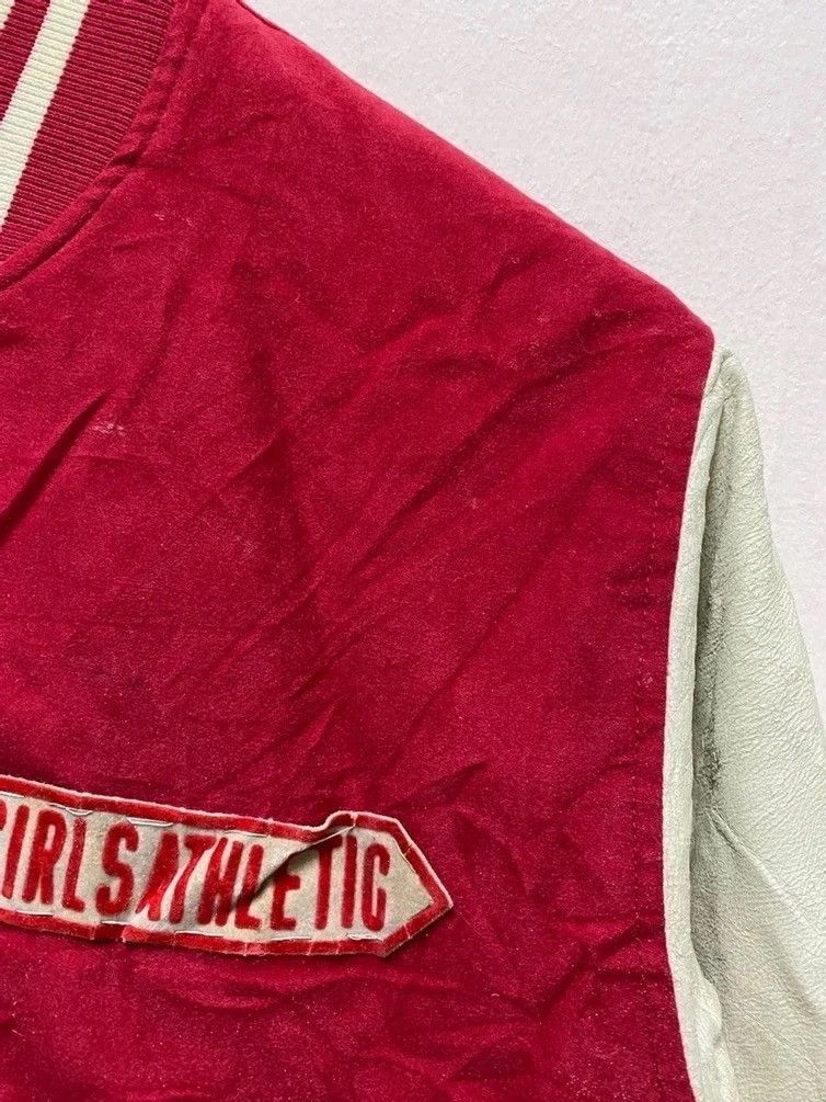 Japanese Brand × Vintage VTG CANADA ACADEMY DISTRESSED LEATHER SLEEVE VARSITY JACKET Size US M / EU 48-50 / 2 - 7 Thumbnail
