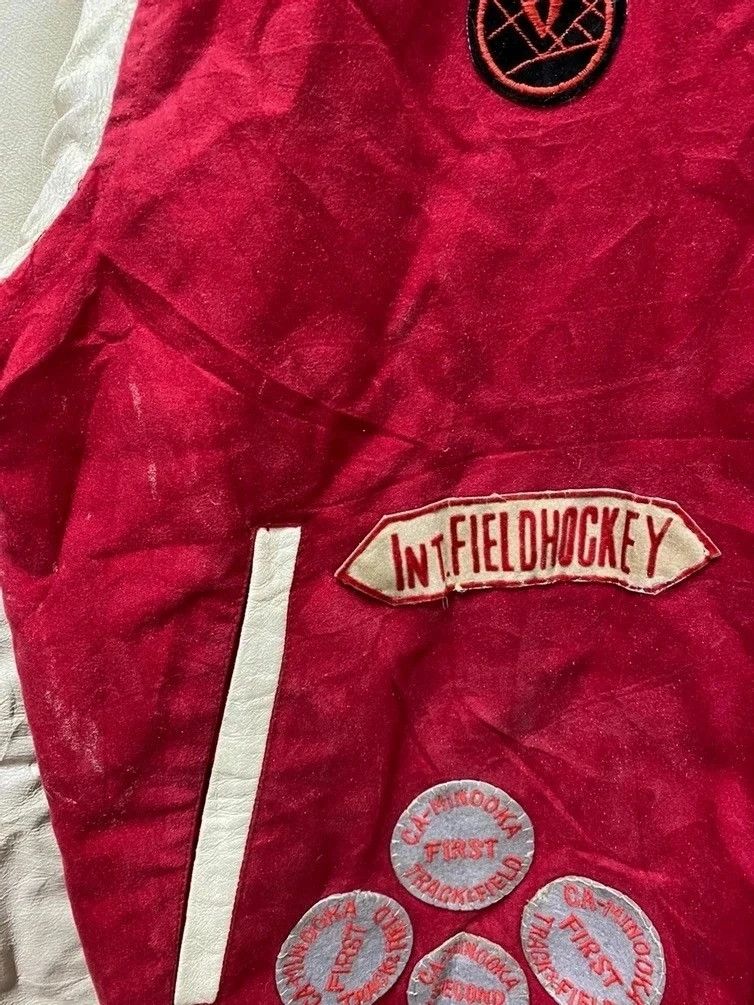 Japanese Brand × Vintage VTG CANADA ACADEMY DISTRESSED LEATHER SLEEVE VARSITY JACKET Size US M / EU 48-50 / 2 - 6 Thumbnail