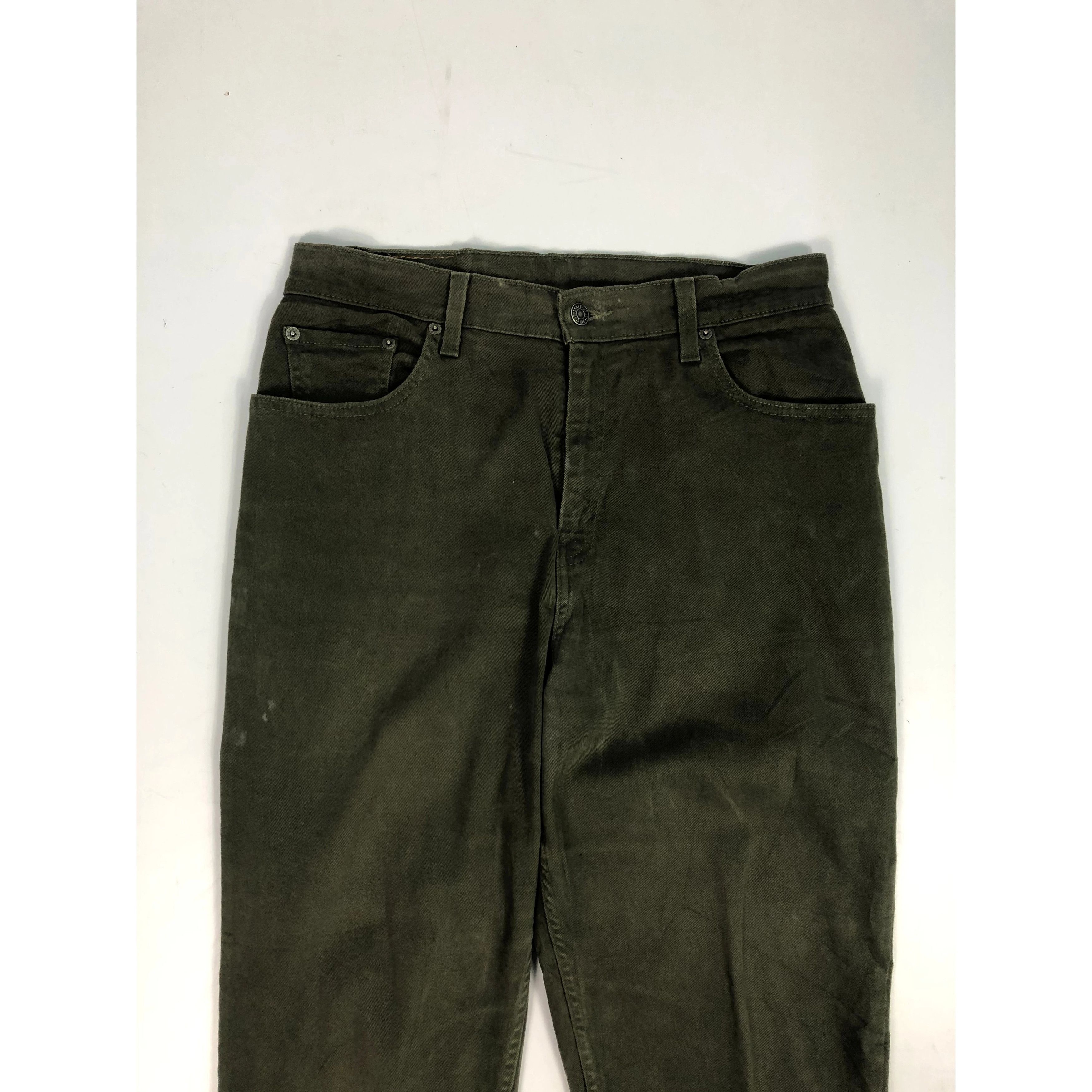 Levi's Vintage 90s Levis 550 Relaxed Fit Olive Green DP0086 Size US 32 / EU 48 - 2 Thumbnail