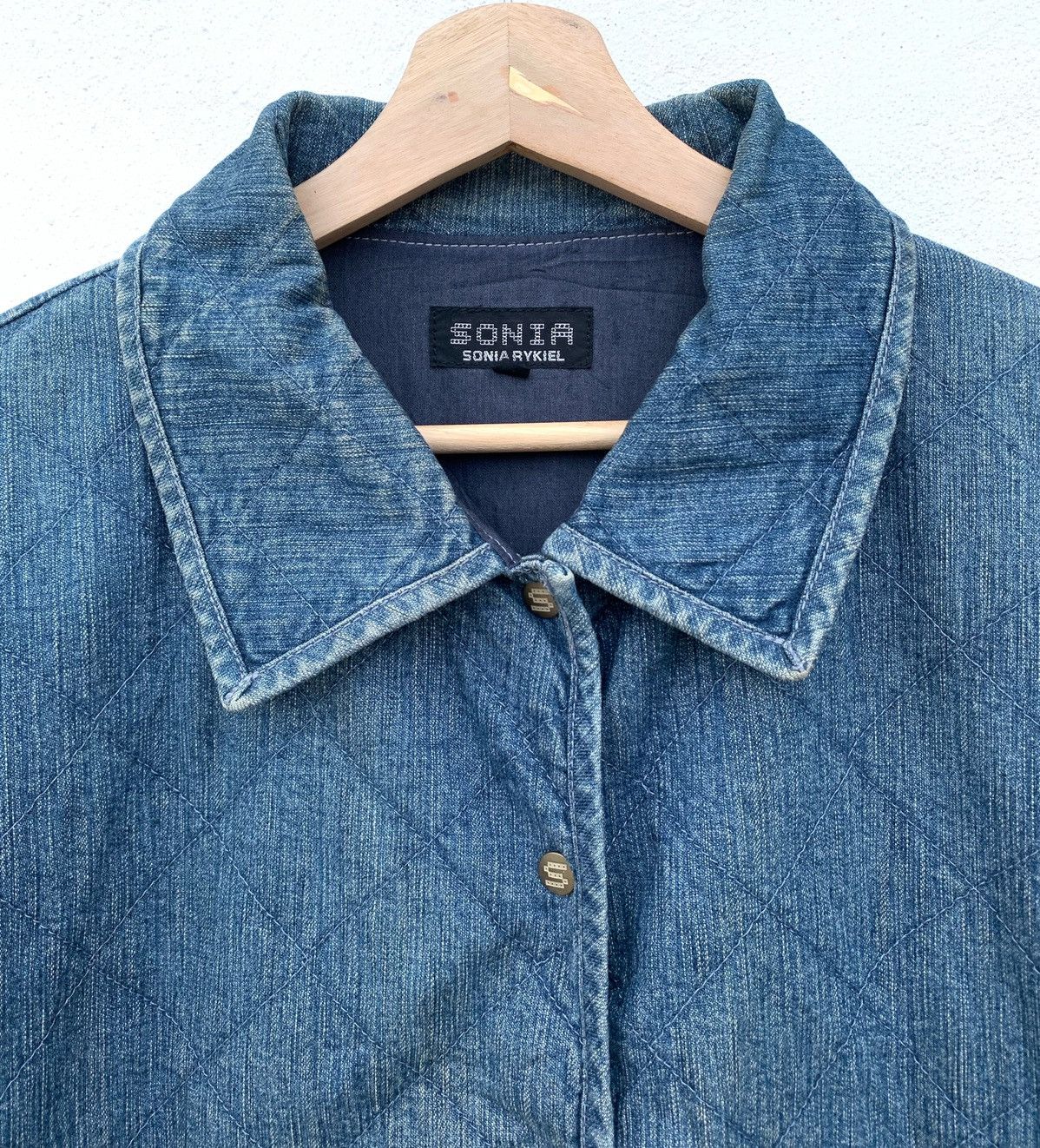 Indigo × Sonia Rykiel Sonia Rykiel Distressed Denim Quilted Jacket Size US M / EU 48-50 / 2 - 3 Thumbnail
