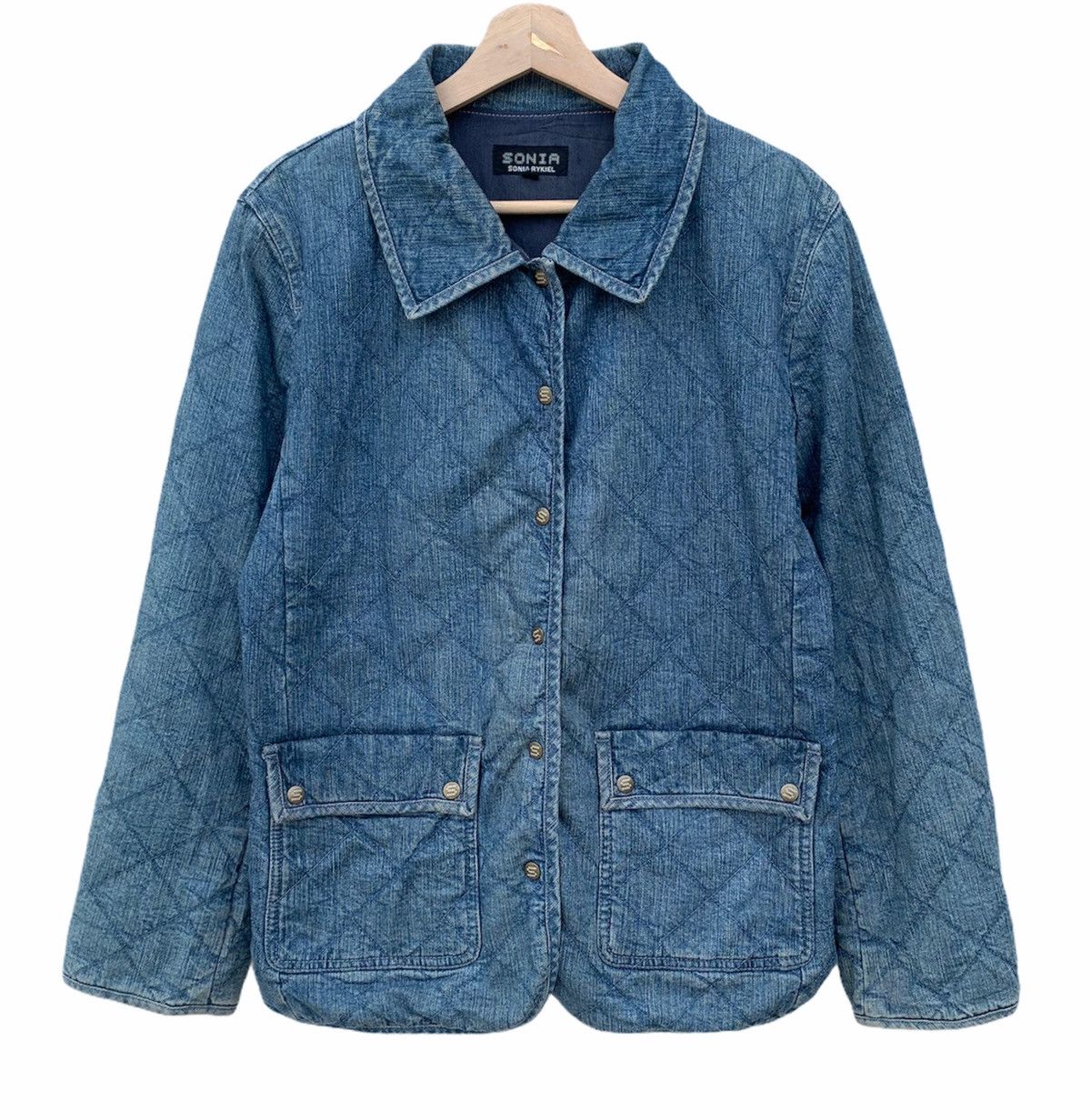Indigo × Sonia Rykiel Sonia Rykiel Distressed Denim Quilted Jacket Size US M / EU 48-50 / 2 - 1 Thumbnail