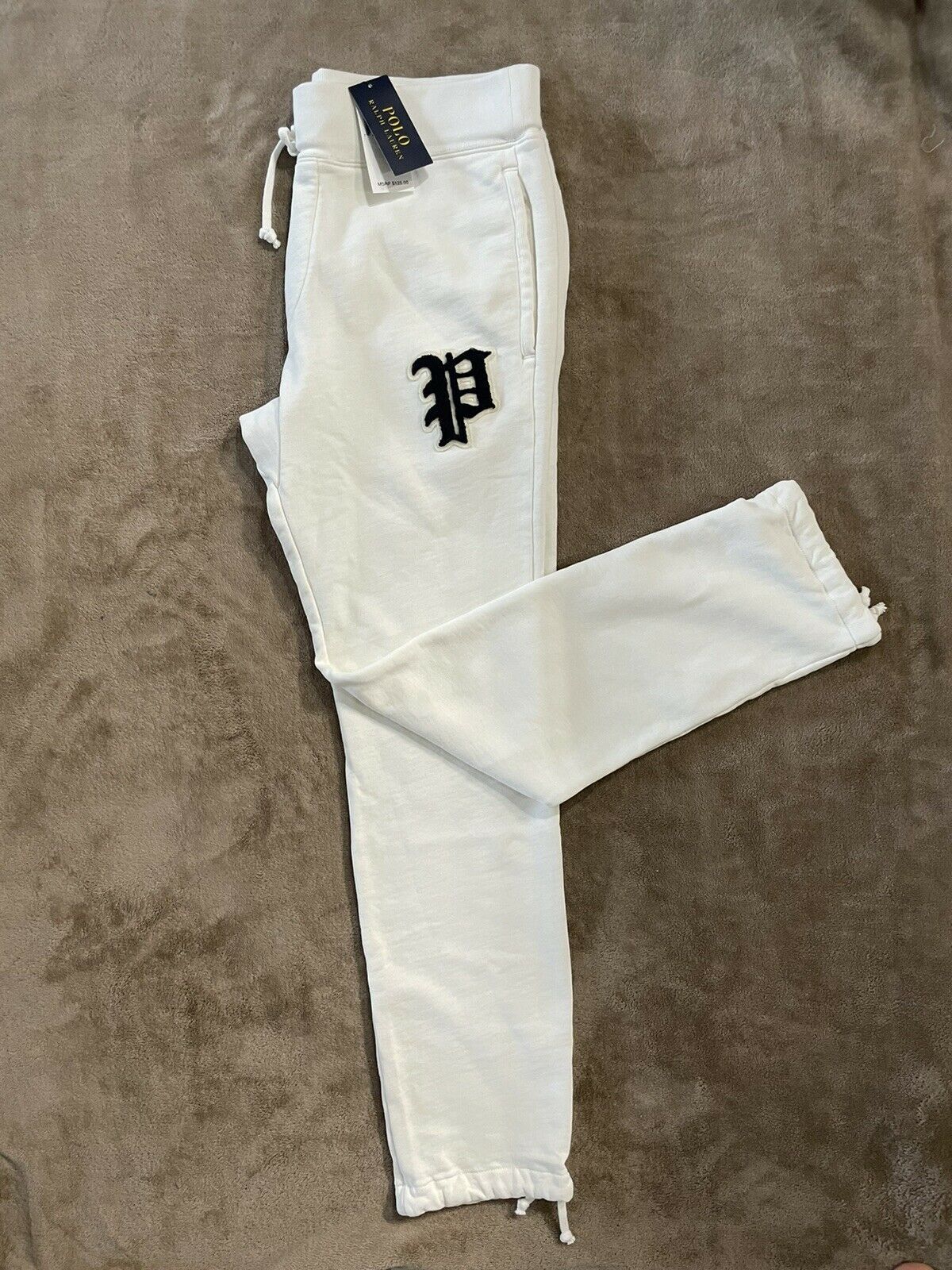 image of Polo Ralph Laurent Fleece Pants Jogger Vintage XL in White, Men's