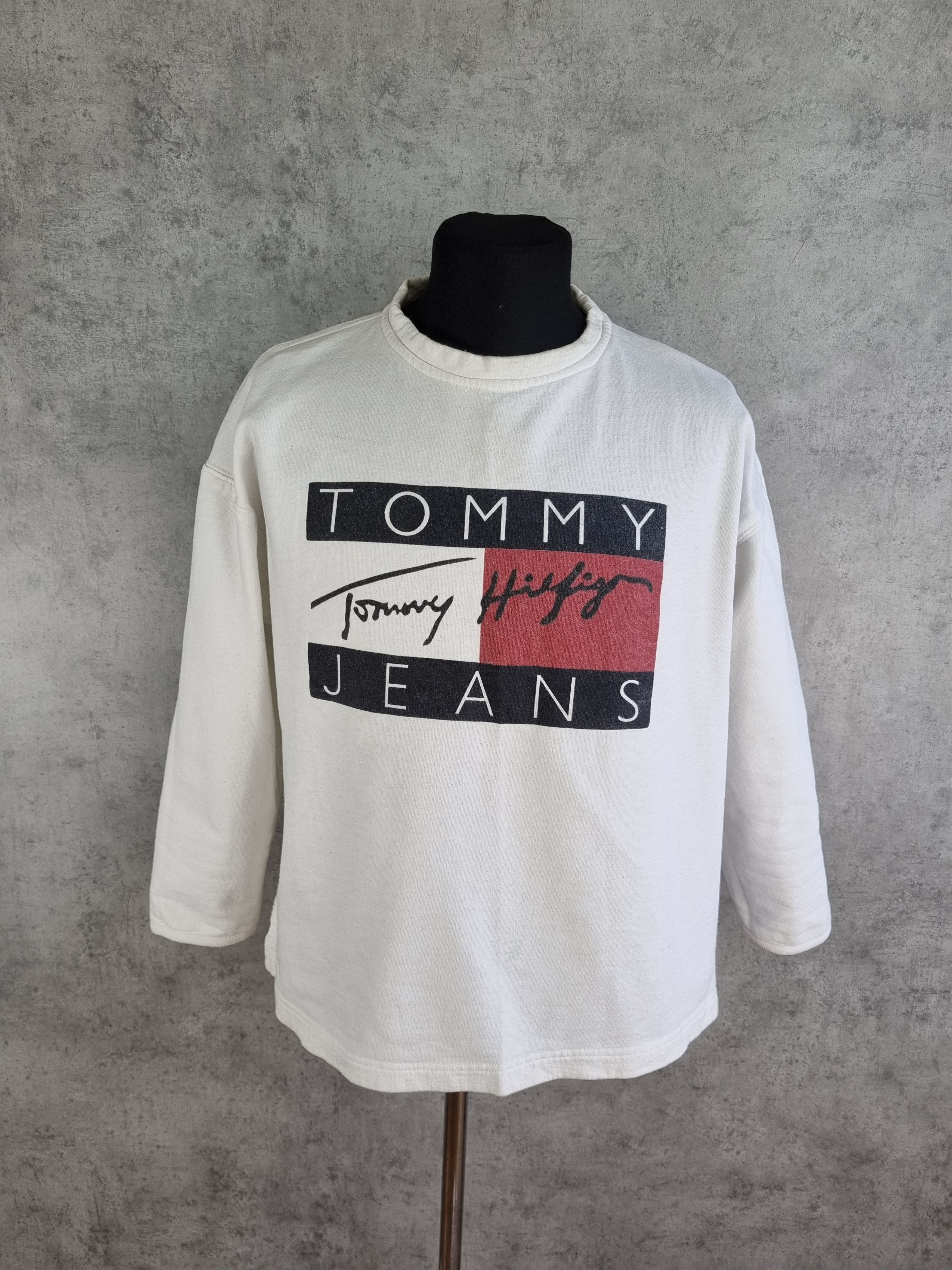 Tommy Hilfiger × Vintage 90s Vintage TOMMY Jeans Big Logo Boxy Sweatshirt Size US M / EU 48-50 / 2 - 13 Thumbnail