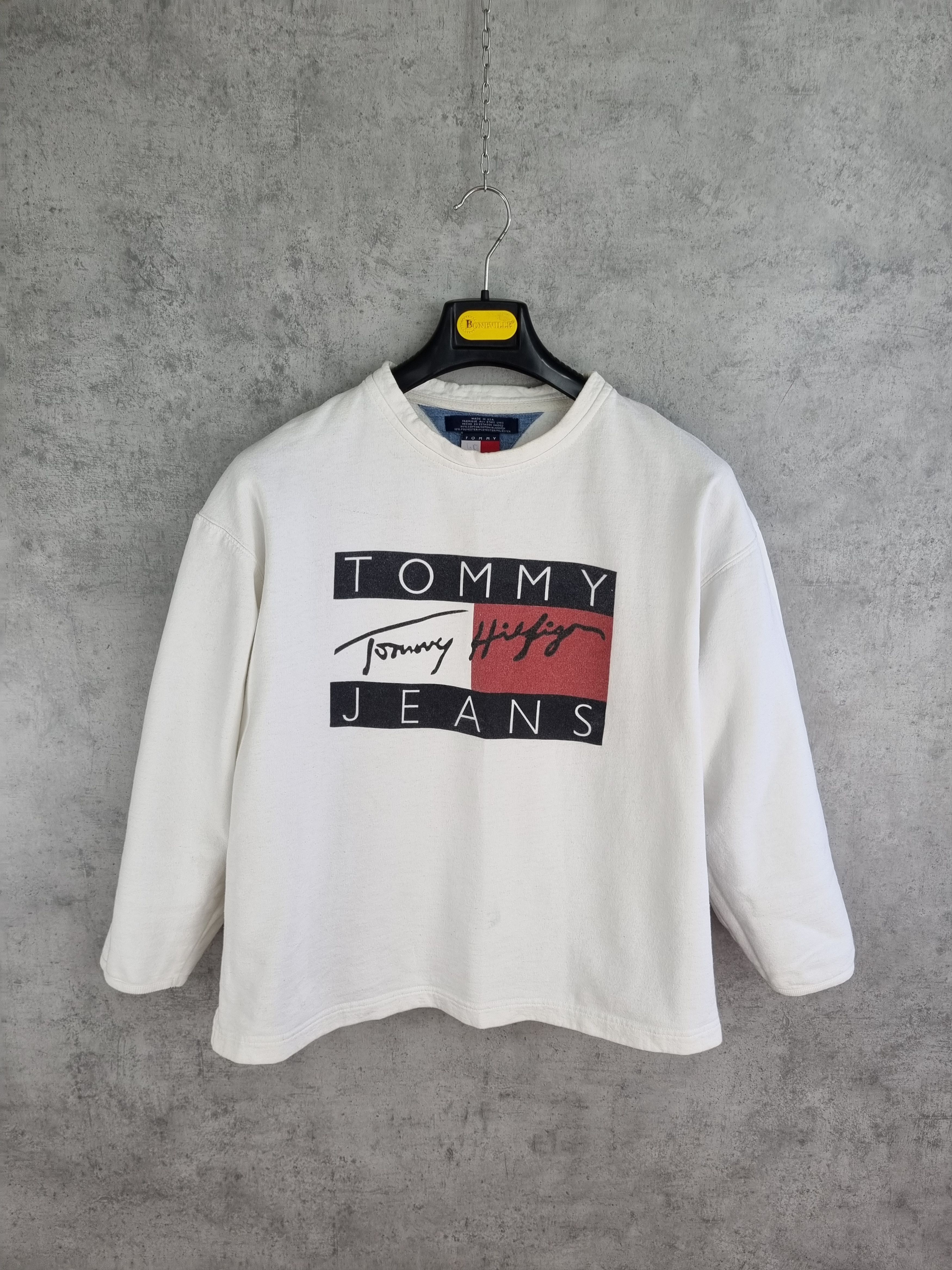 Tommy Hilfiger × Vintage 90s Vintage TOMMY Jeans Big Logo Boxy Sweatshirt Size US M / EU 48-50 / 2 - 3 Thumbnail