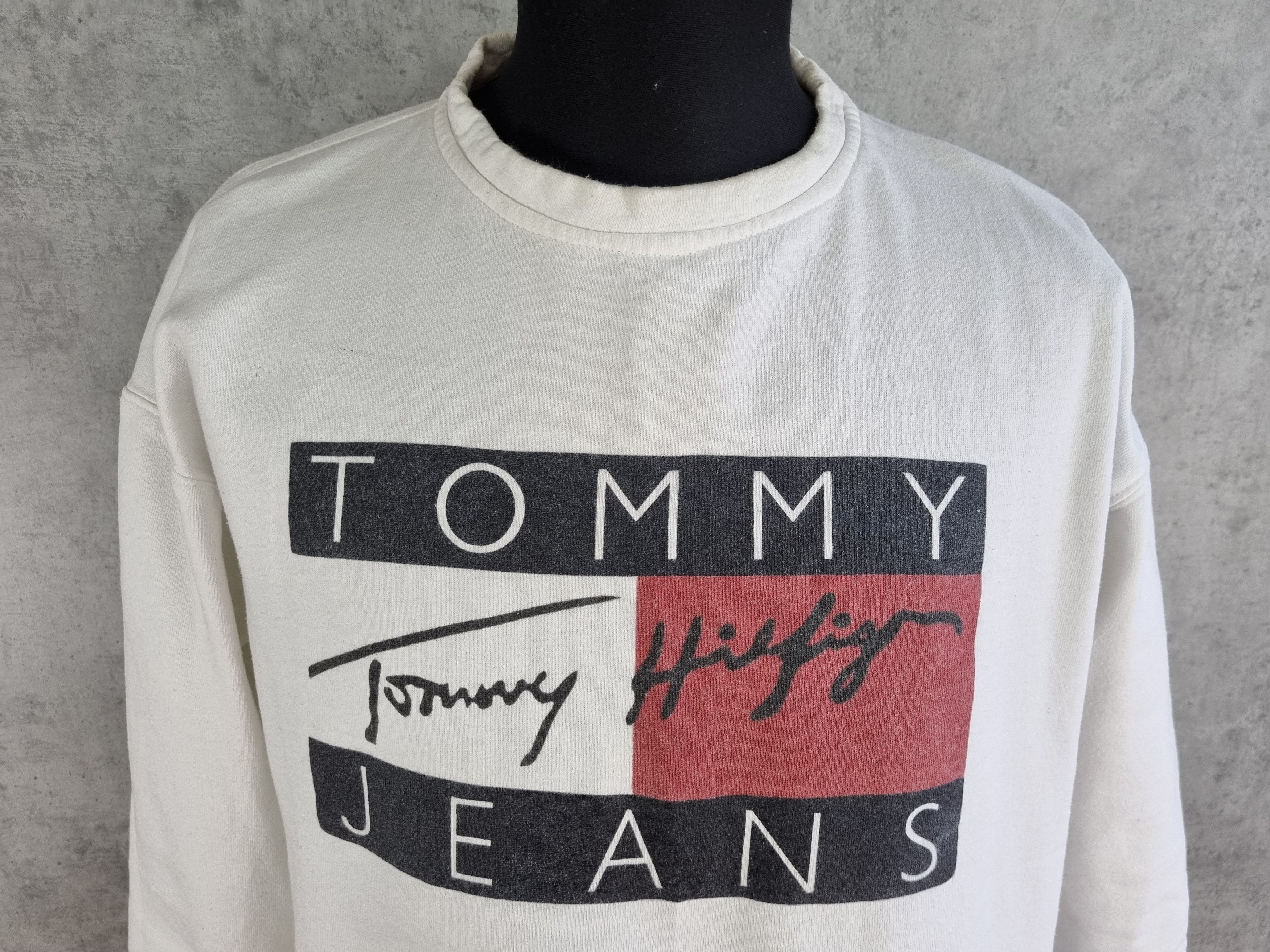 Tommy Hilfiger × Vintage 90s Vintage TOMMY Jeans Big Logo Boxy Sweatshirt Size US M / EU 48-50 / 2 - 2 Thumbnail