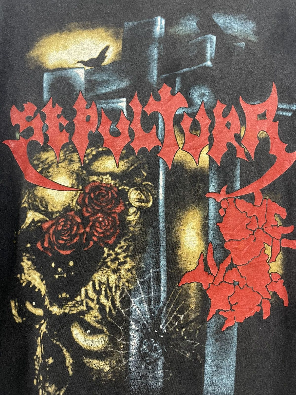 Band Tees Vintage 1996 Sepultura Distressed Bootleg T Shirt 90s Size US L / EU 52-54 / 3 - 3 Thumbnail