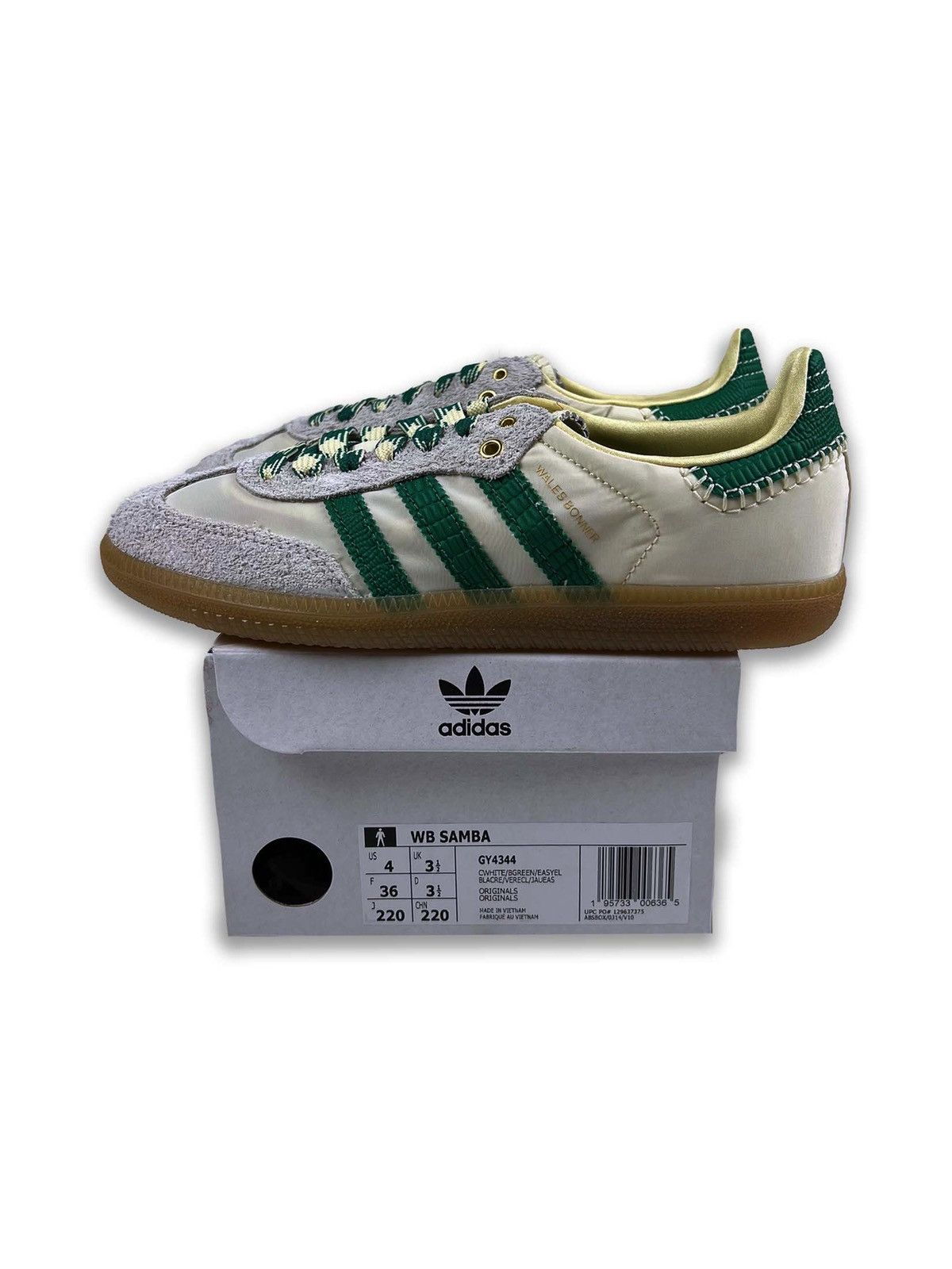 Adidas × Wales Bonner Wales Bonner Adidas Samba Cream White Bold Green 4 Size US 5 / EU 37 - 7 Thumbnail
