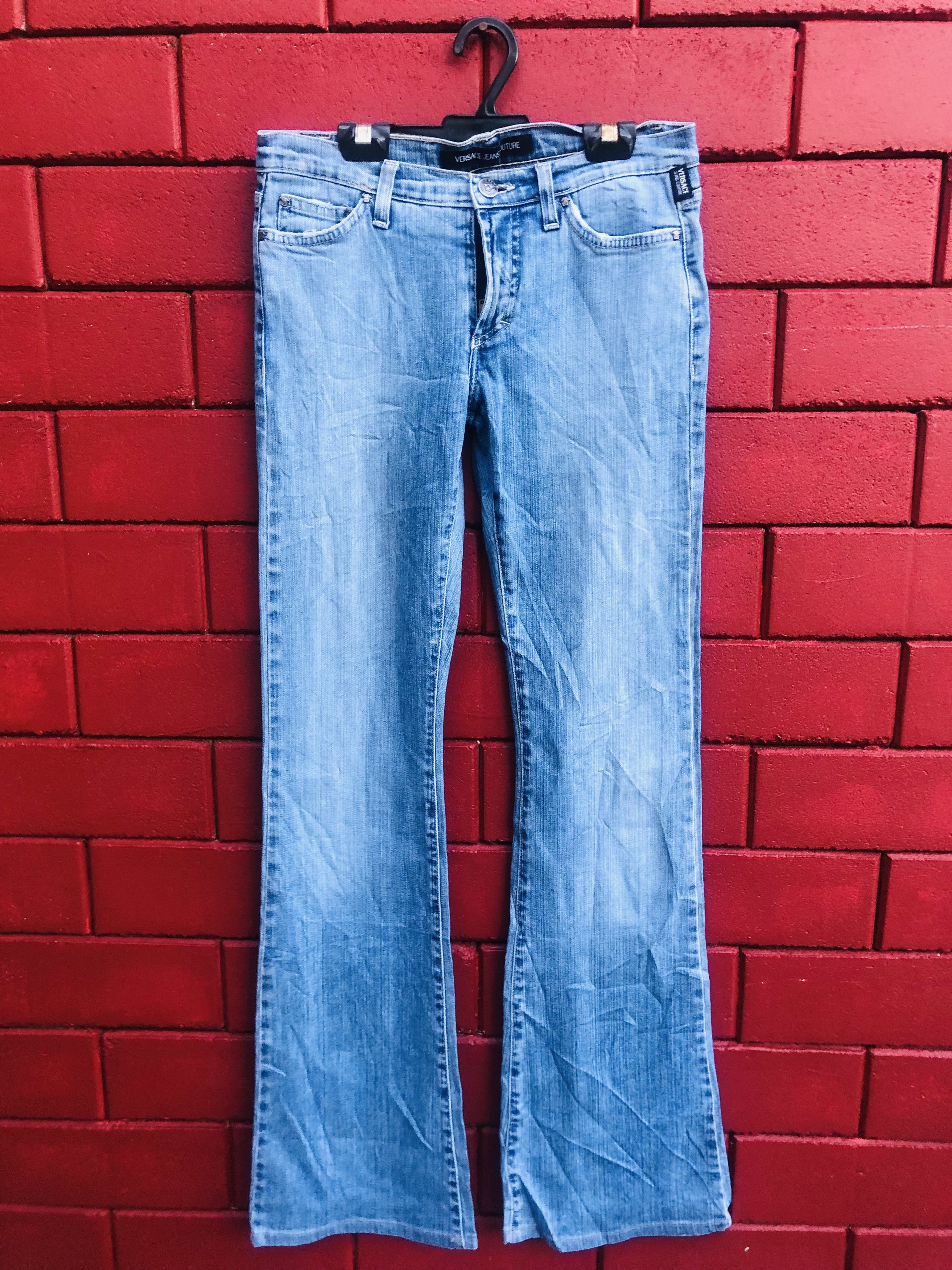 image of Vintage Versace Bootcut Japanese Designer Fashion Style in Sky Blue, Men's (Size 28)