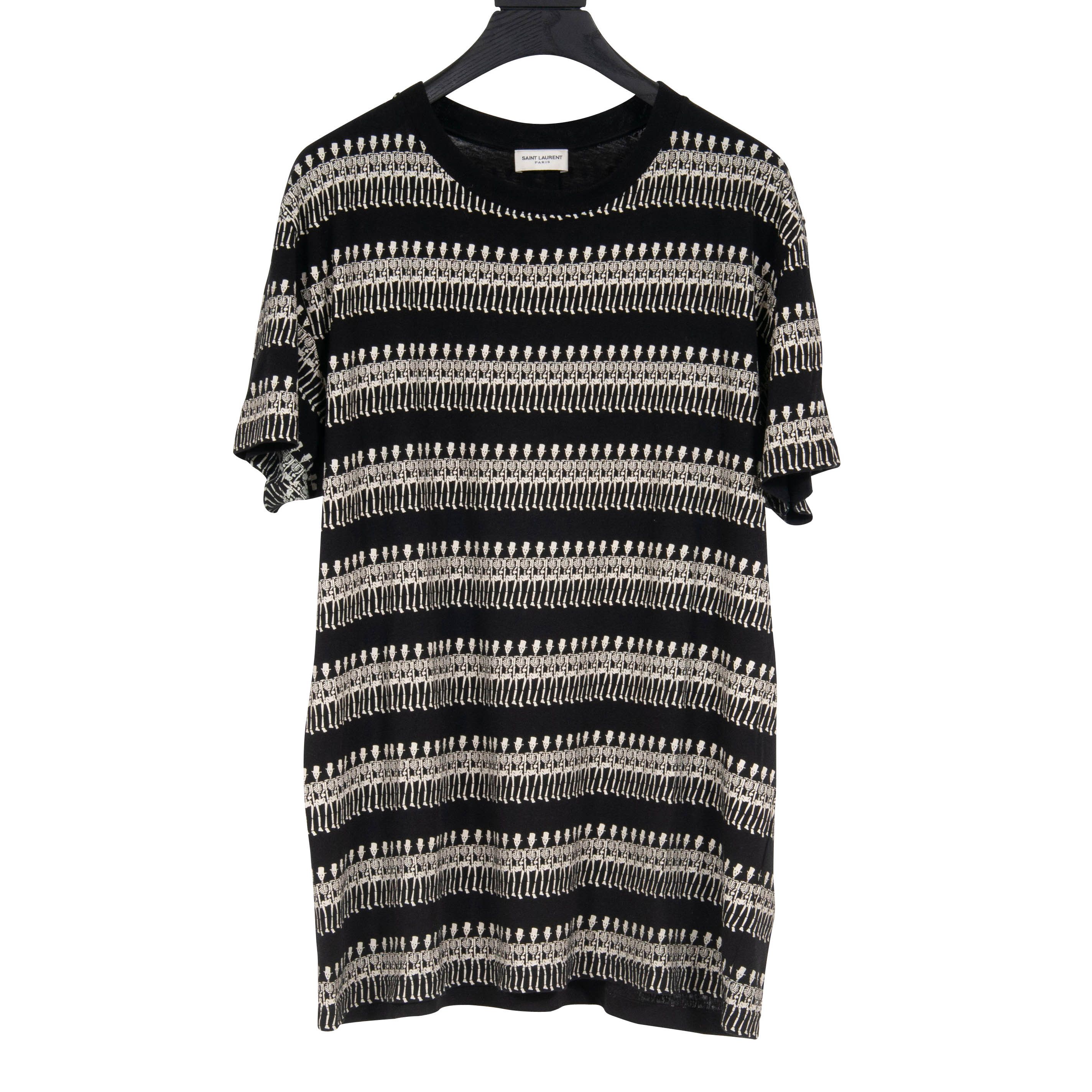 image of Saint Laurent Paris Skeleton Graphic Tee in Black, Men's (Size Large)