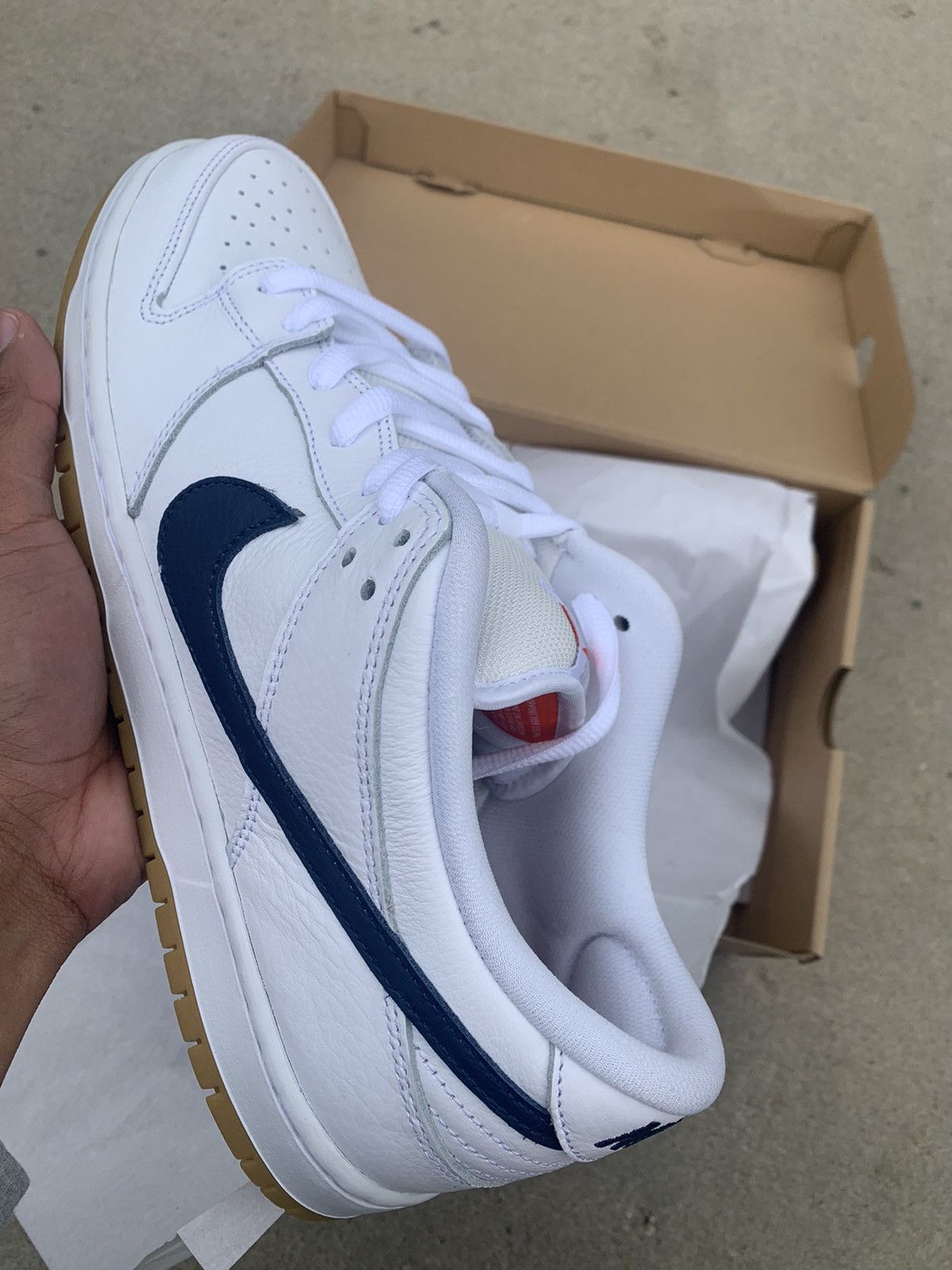 Nike Nike Dunk Low SB Orange Label White Navy Size US 11.5 / EU 44-45 - 2 Thumbnail