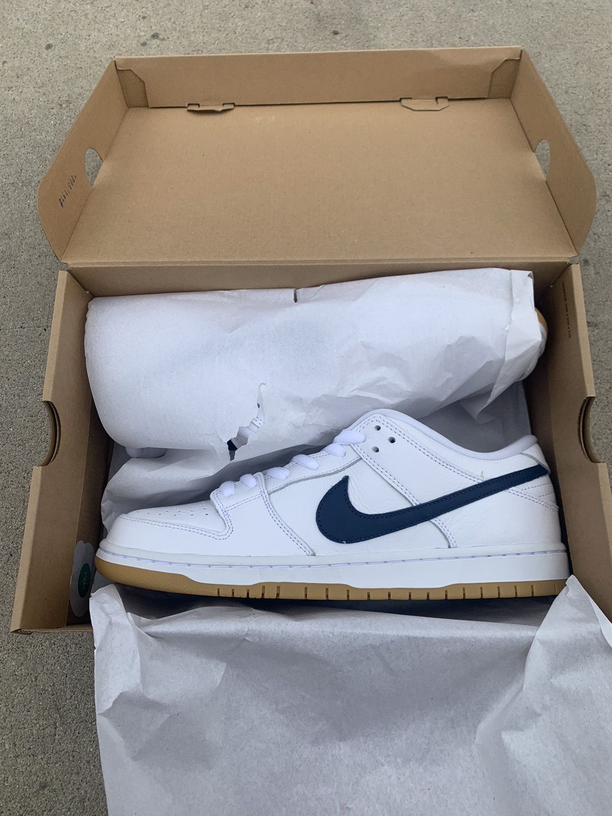 Nike Nike Dunk Low SB Orange Label White Navy Size US 11.5 / EU 44-45 - 1 Thumbnail