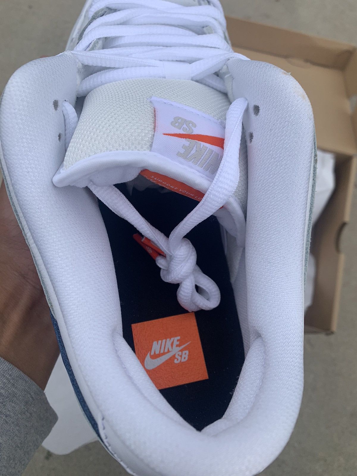 Nike Nike Dunk Low SB Orange Label White Navy Size US 11.5 / EU 44-45 - 3 Thumbnail