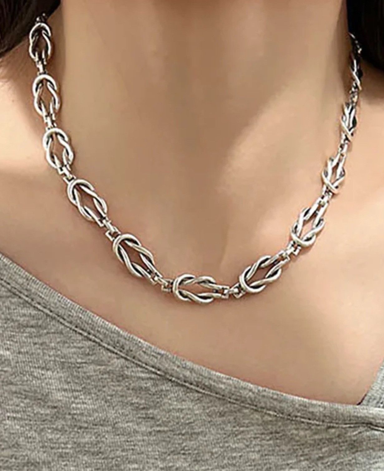 Jewelry Minimalist Vintage Handmade Thick Chain Necklace Size ONE SIZE - 2 Thumbnail