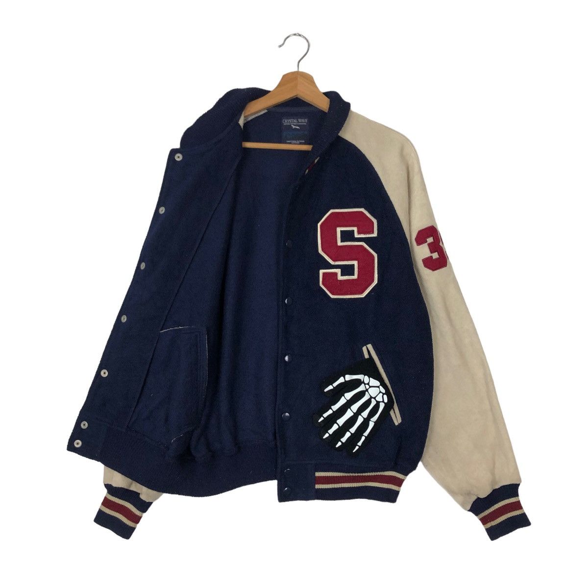 Japanese Brand VINTAGE VARSITY JACKET CRYSTAL WAVE BIG LOGO Size US L / EU 52-54 / 3 - 9 Thumbnail